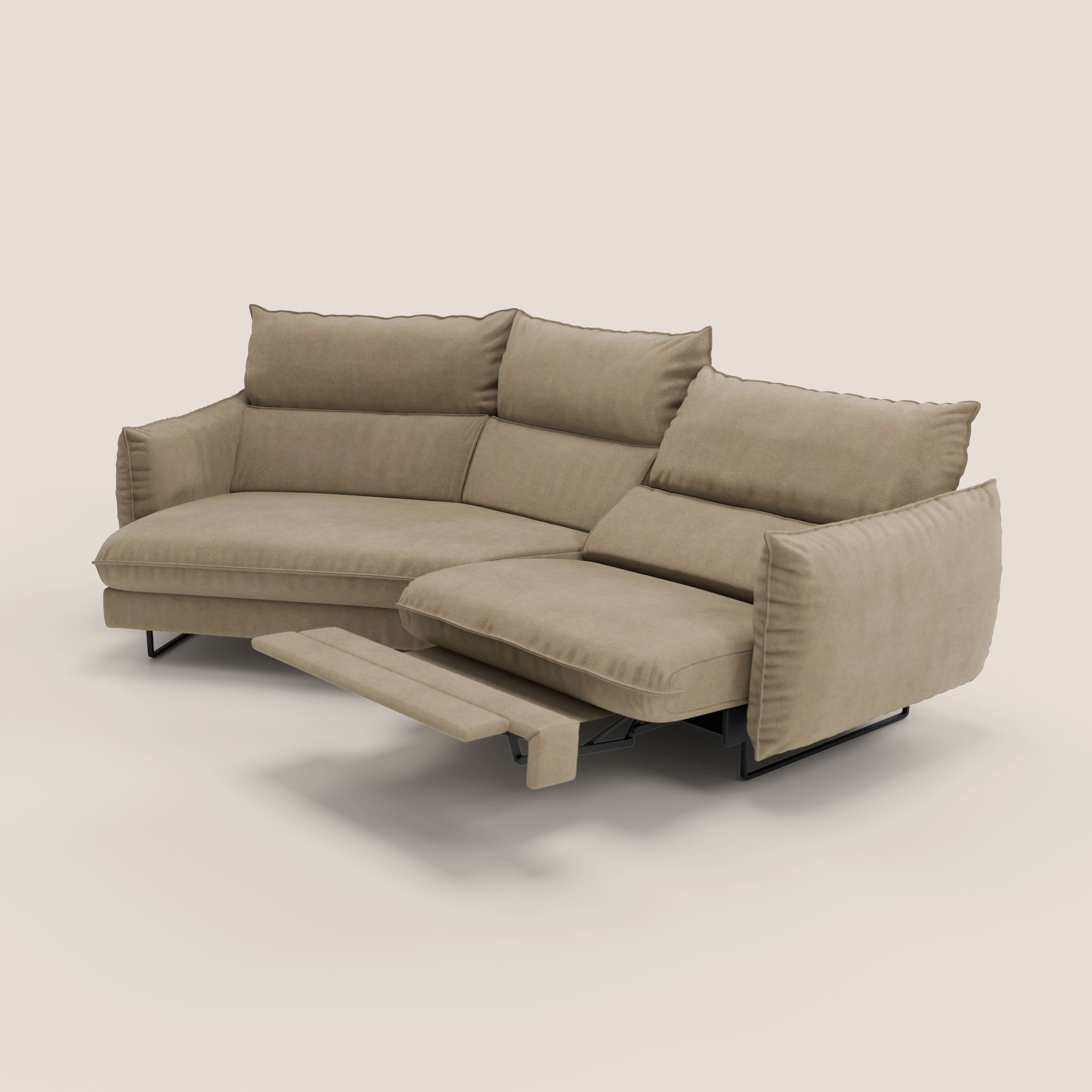Monamour divano moderno angolare con opzione relax elettrico in microfibra smacchiabile impermeabile T11 beige - divani.store