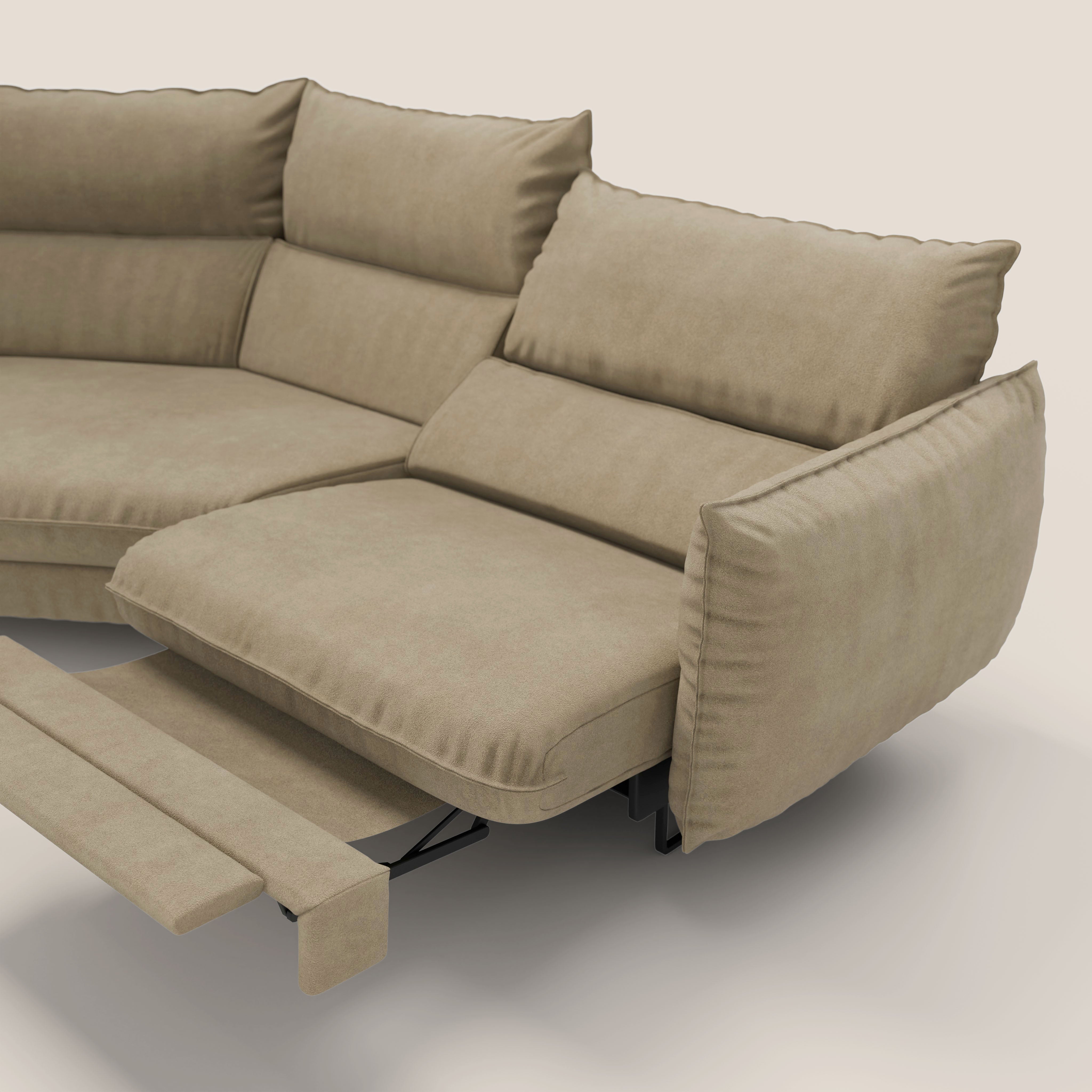 Monamour divano moderno angolare con opzione relax elettrico in microfibra smacchiabile impermeabile T11 beige - divani.store