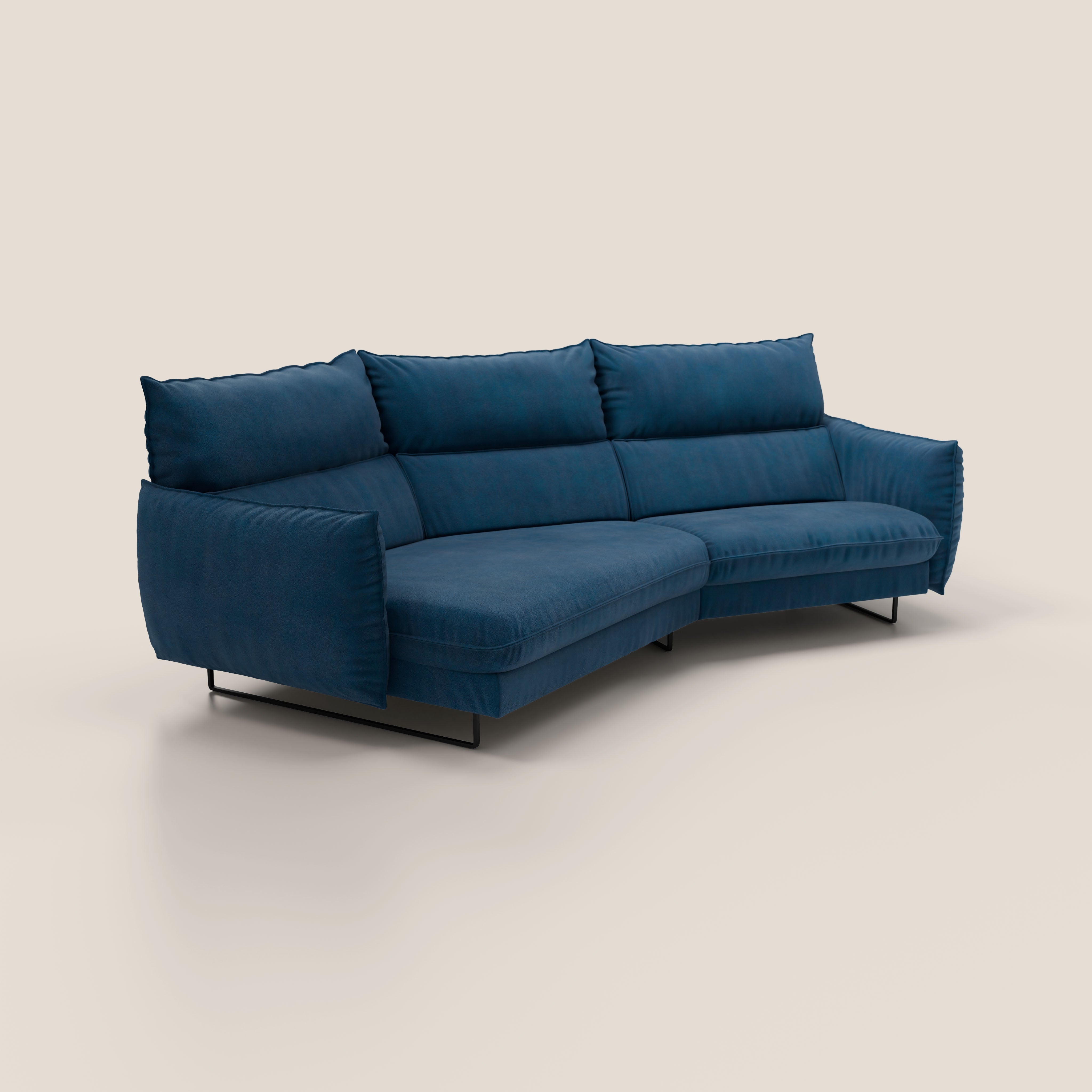 Monamour divano moderno angolare con opzione relax elettrico in microfibra smacchiabile impermeabile T11 blu - divani.store