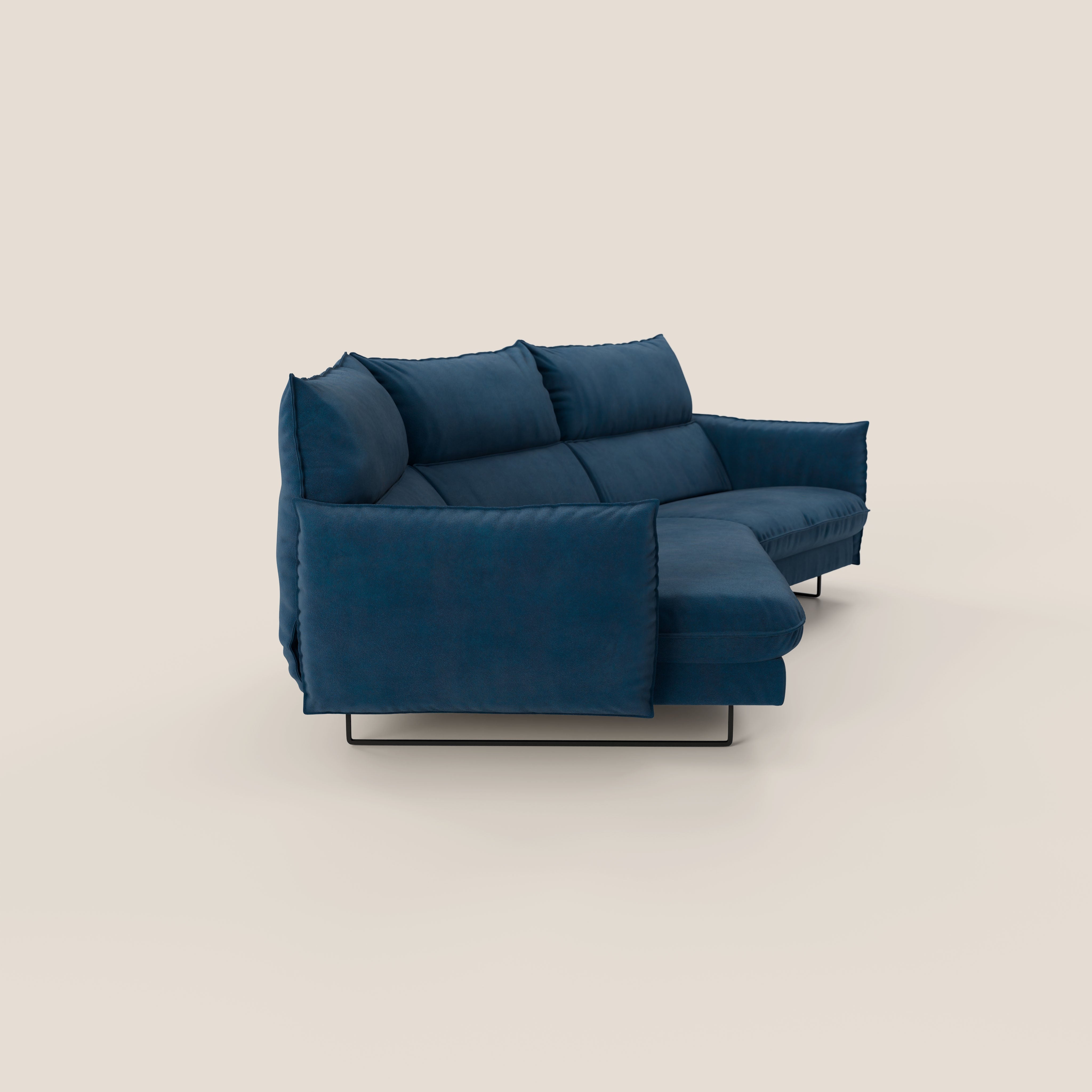 Monamour divano moderno angolare con opzione relax elettrico in microfibra smacchiabile impermeabile T11 blu - divani.store