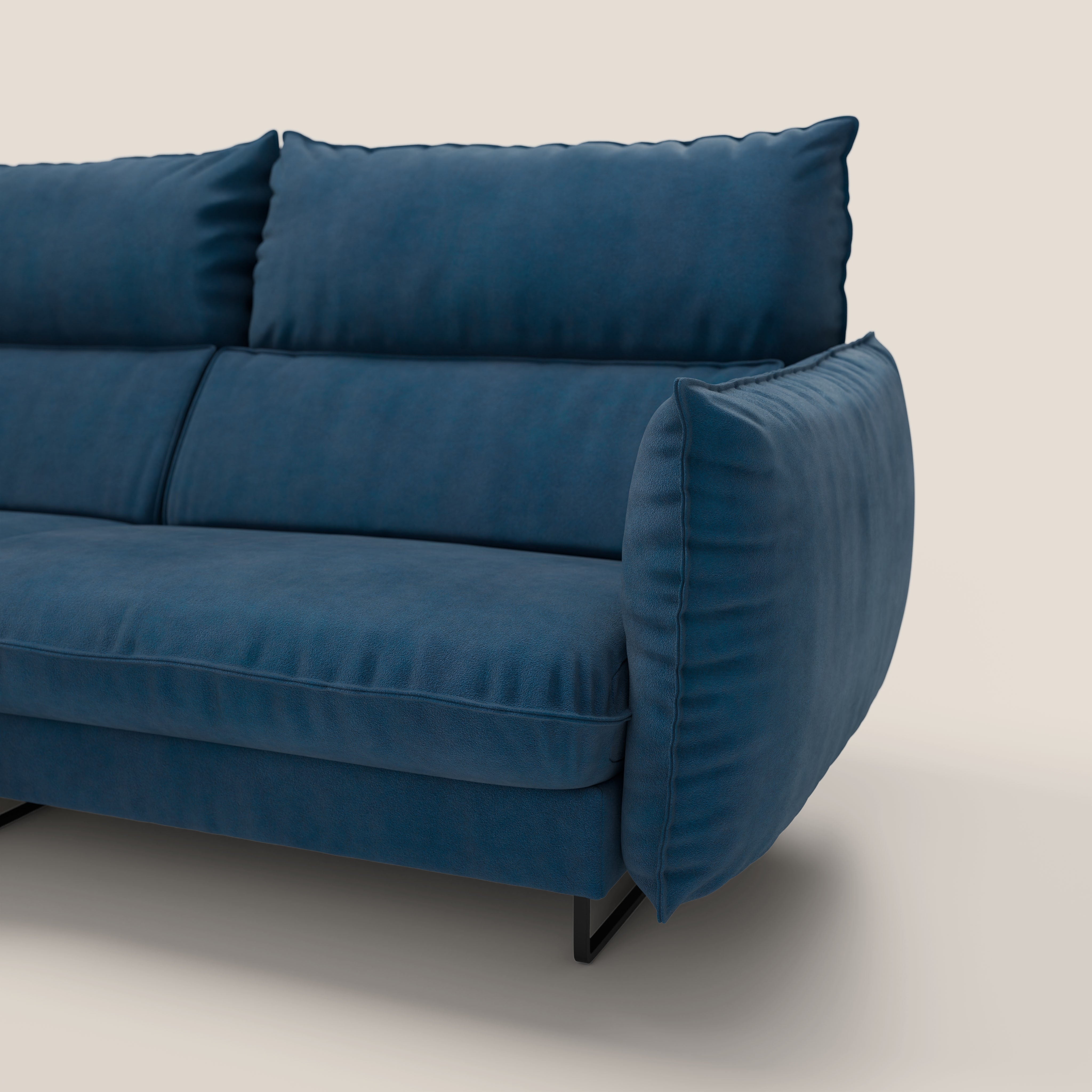 Monamour divano moderno angolare con opzione relax elettrico in microfibra smacchiabile impermeabile T11 blu - divani.store