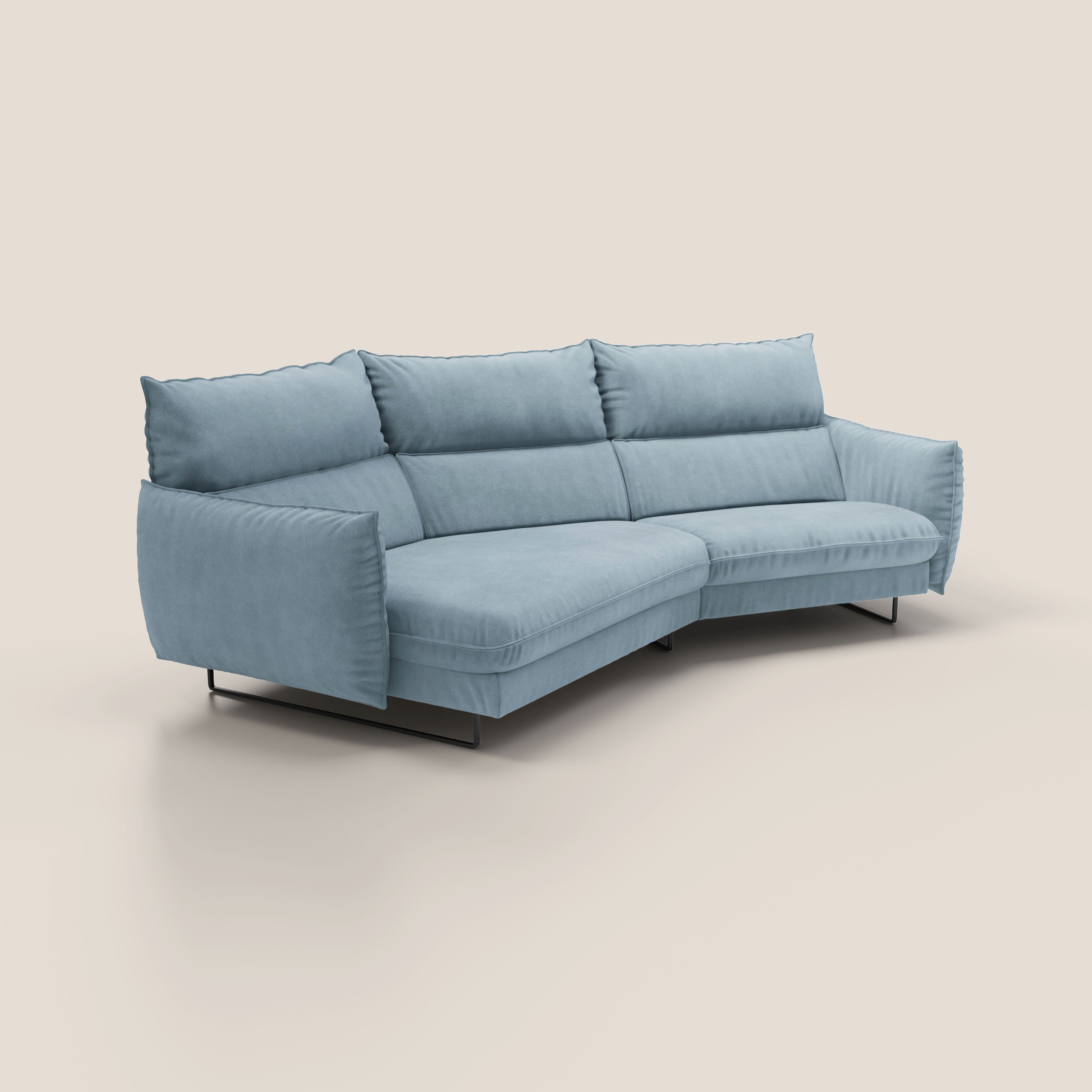 Monamour divano moderno angolare con opzione relax elettrico in microfibra smacchiabile impermeabile T11 carta da zucchero - divani.store