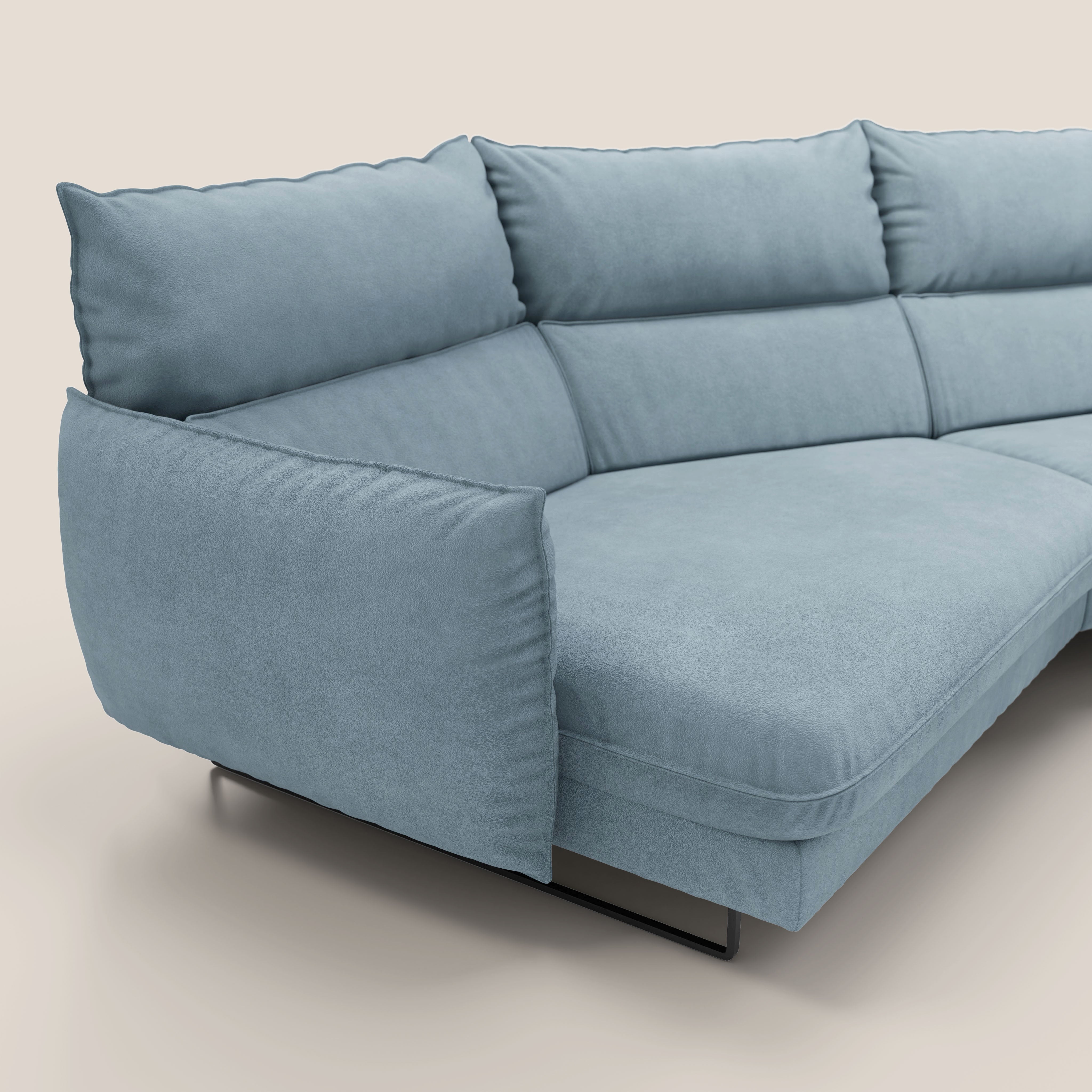 Monamour divano moderno angolare con opzione relax elettrico in microfibra smacchiabile impermeabile T11 carta da zucchero - divani.store