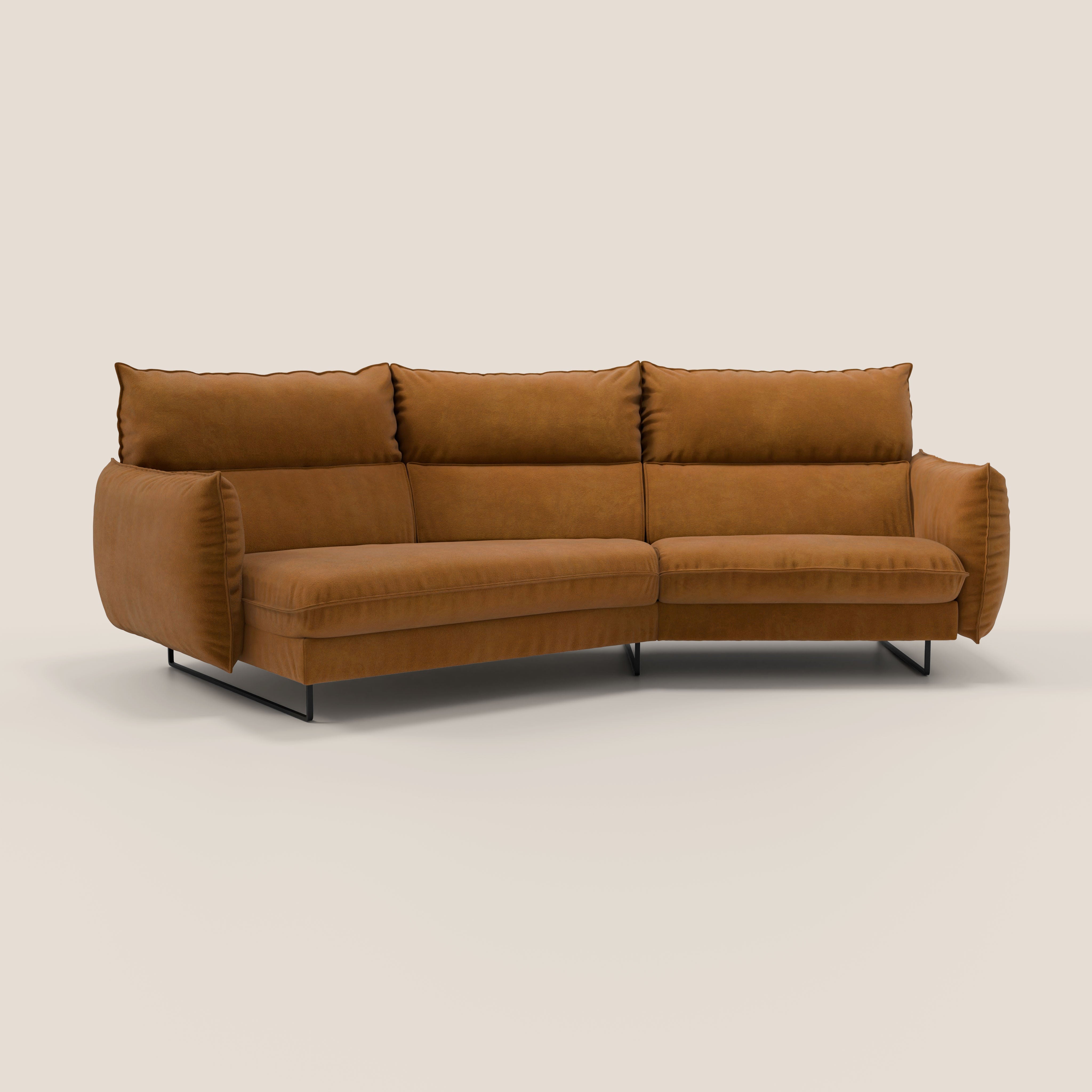 Monamour divano moderno angolare con opzione relax elettrico in microfibra smacchiabile impermeabile T11 cuoio - divani.store