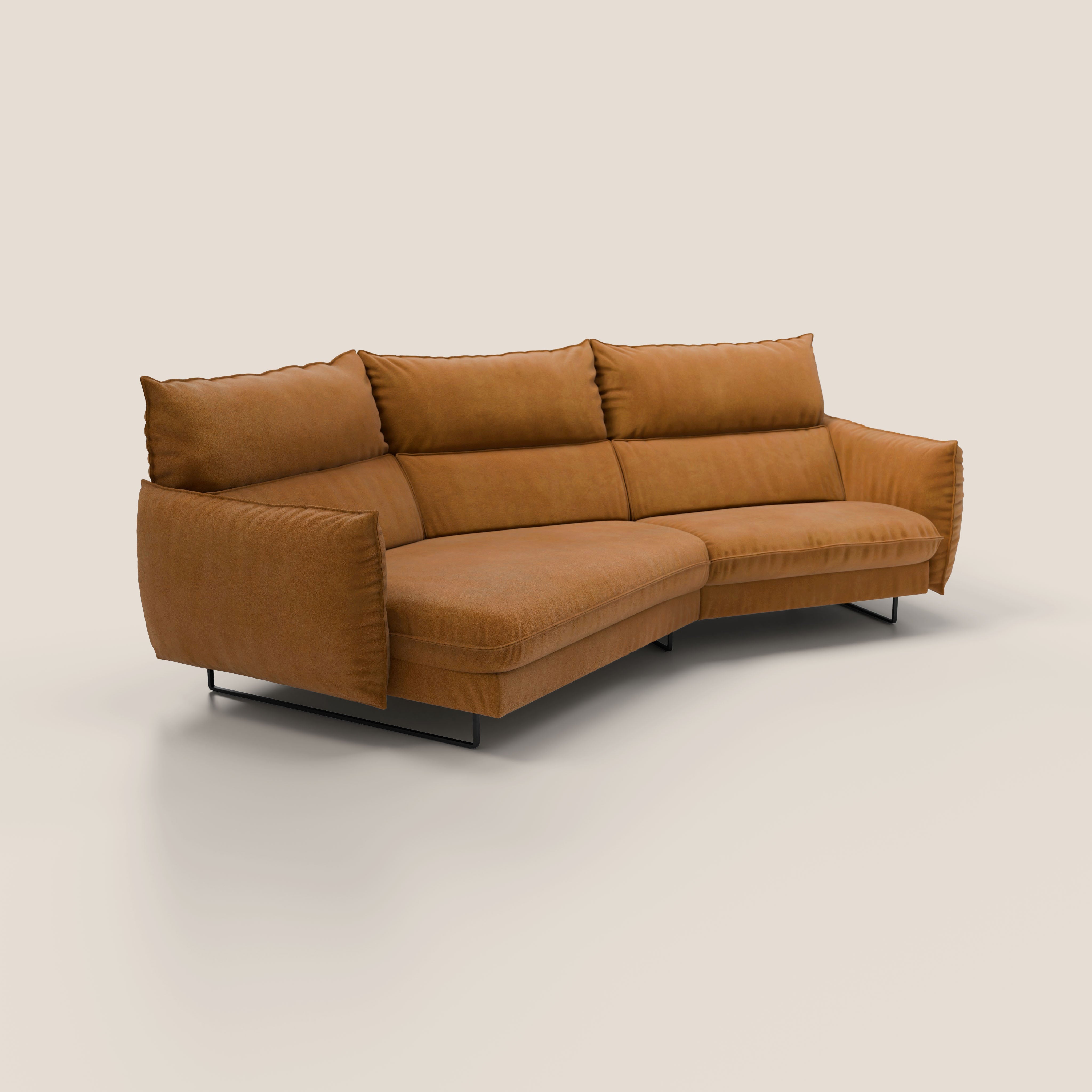 Monamour divano moderno angolare con opzione relax elettrico in microfibra smacchiabile impermeabile T11 cuoio - divani.store