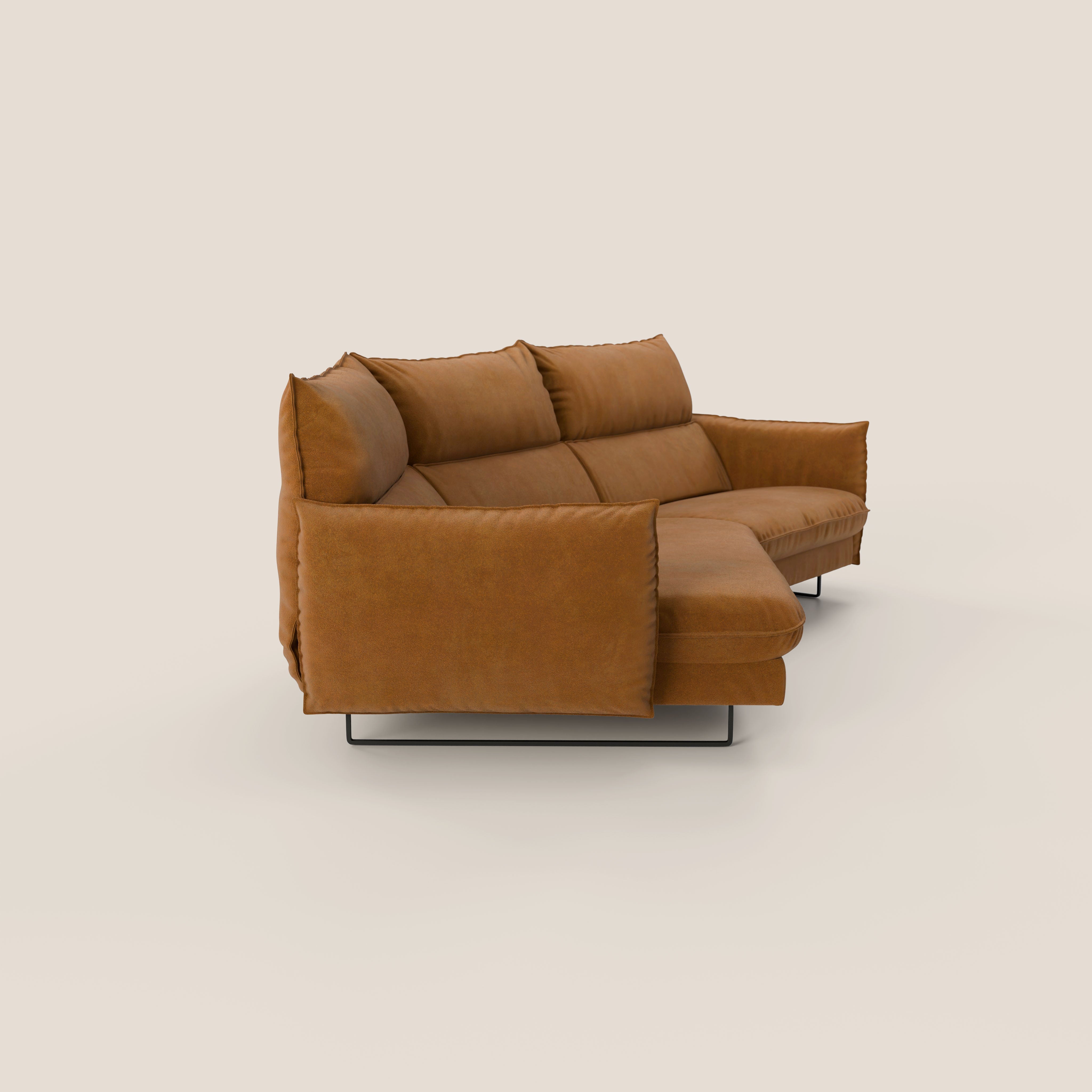 Monamour divano moderno angolare con opzione relax elettrico in microfibra smacchiabile impermeabile T11 cuoio - divani.store