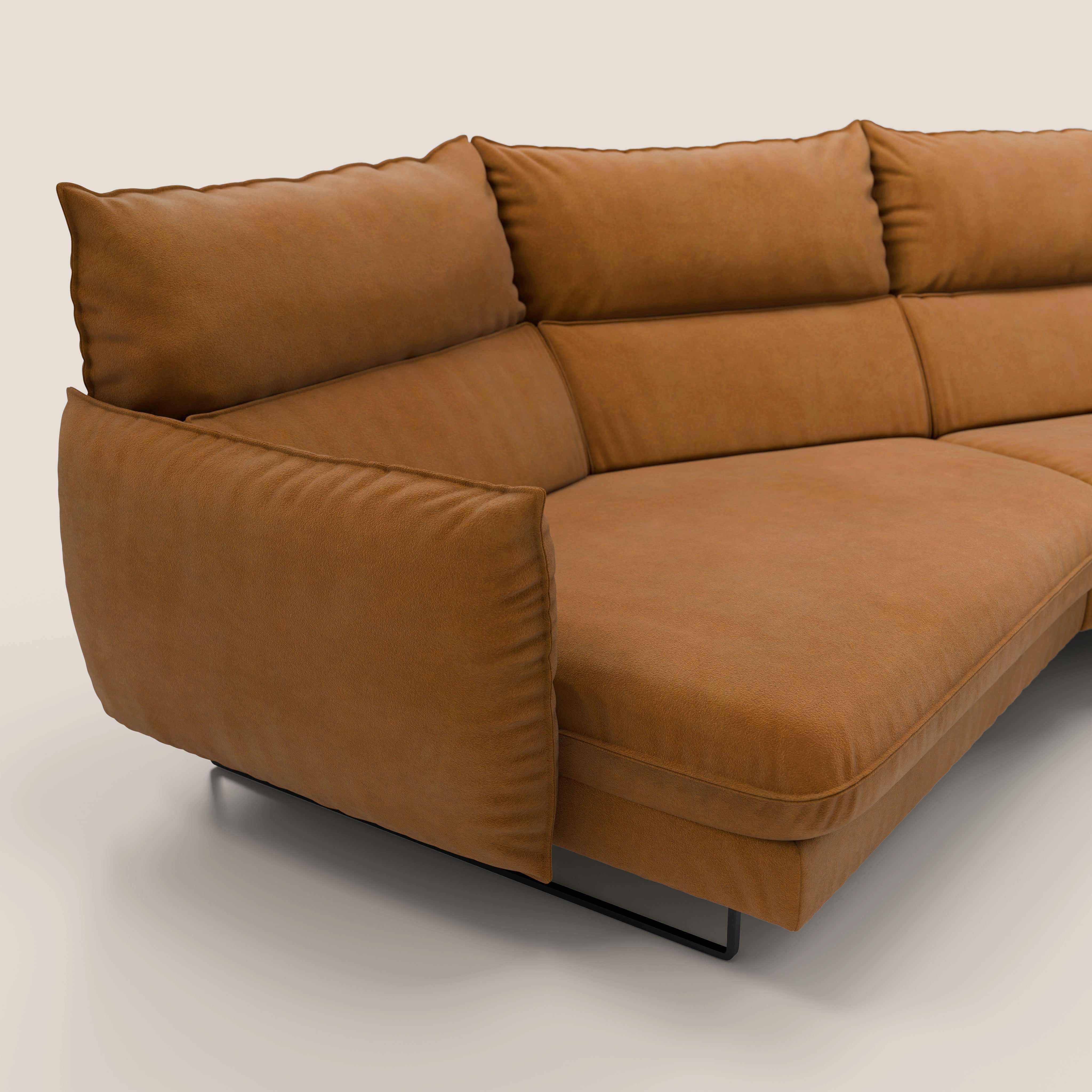 Monamour divano moderno angolare con opzione relax elettrico in microfibra smacchiabile impermeabile T11 cuoio - divani.store