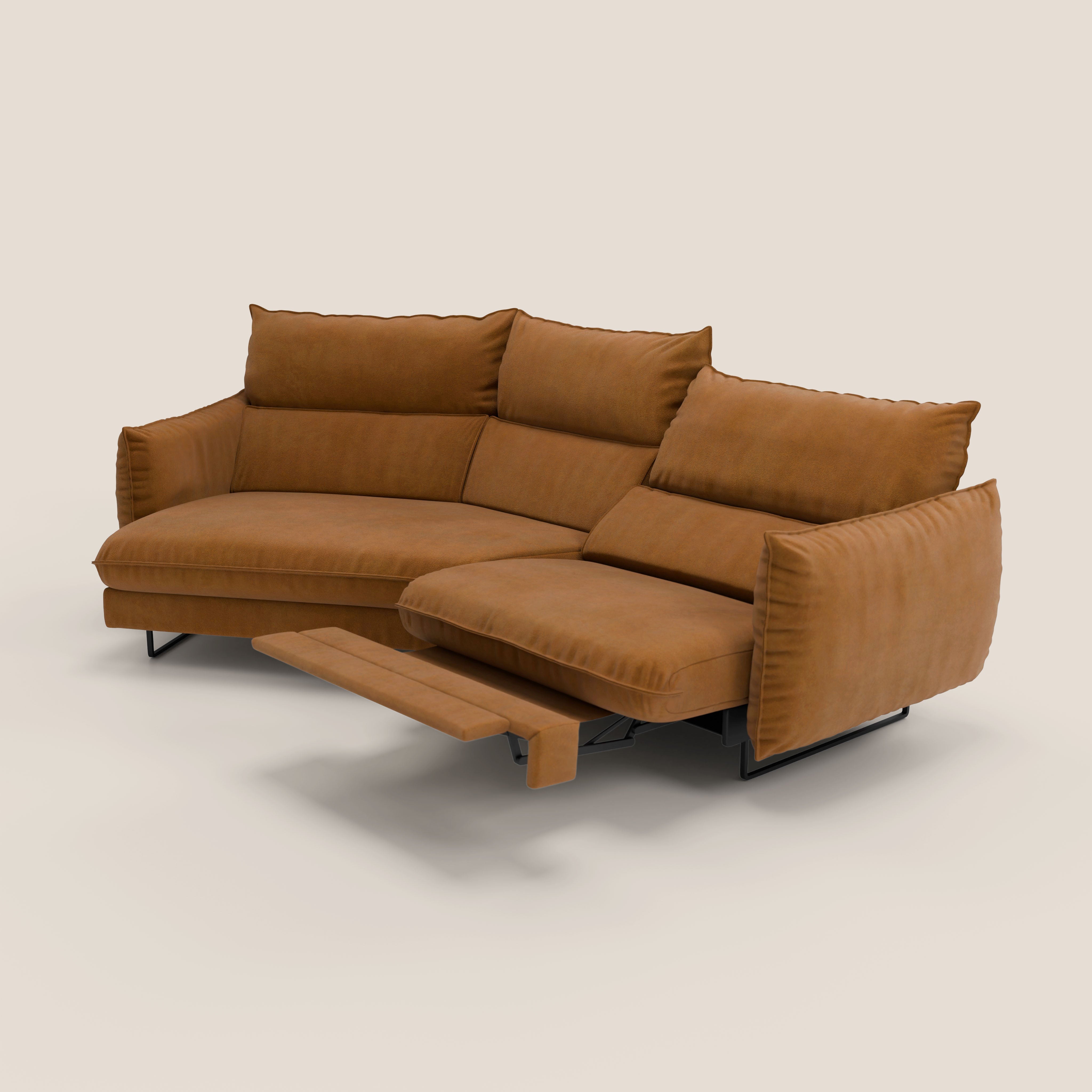 Monamour divano moderno angolare con opzione relax elettrico in microfibra smacchiabile impermeabile T11 cuoio - divani.store