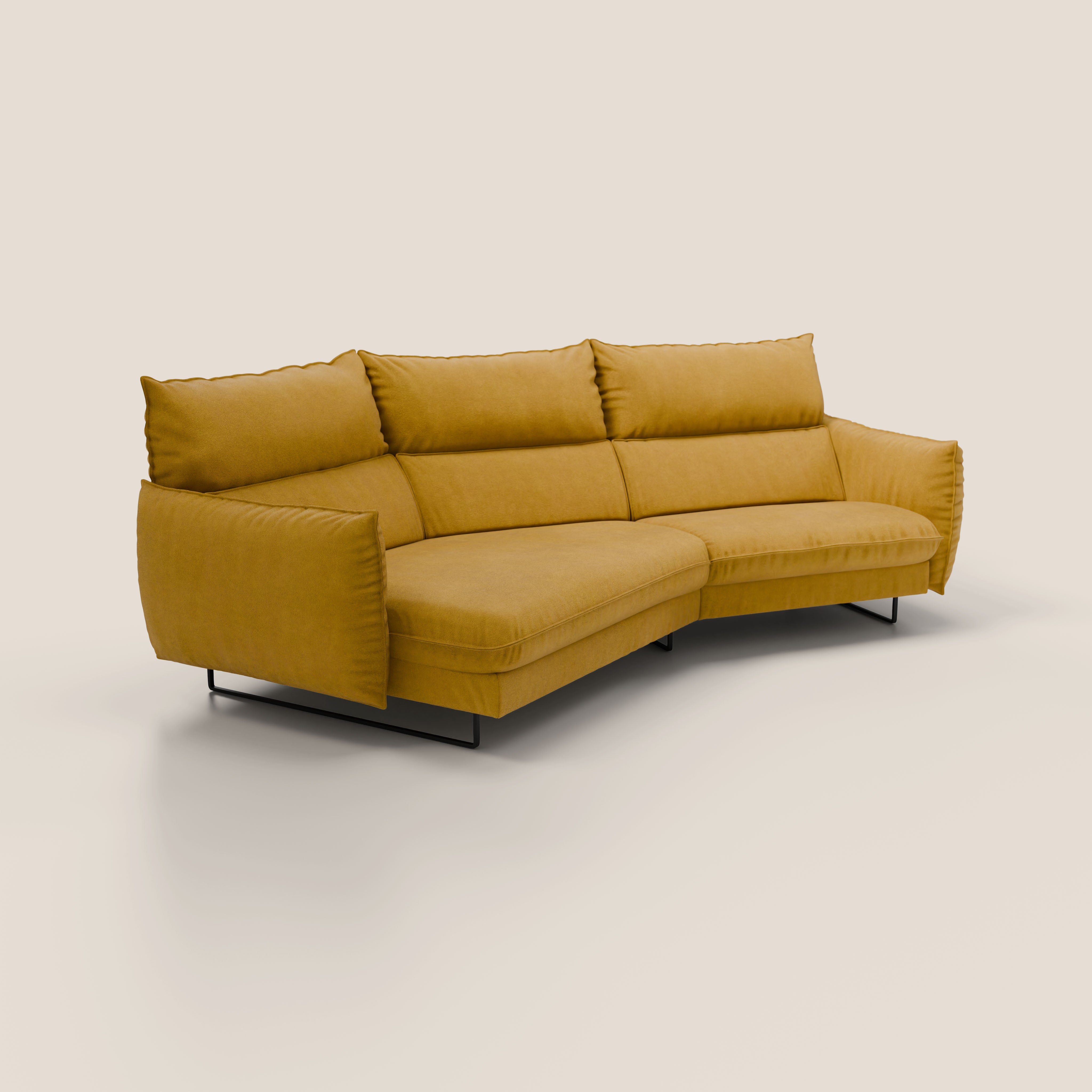 Monamour divano moderno angolare con opzione relax elettrico in microfibra smacchiabile impermeabile T11 giallo - divani.store