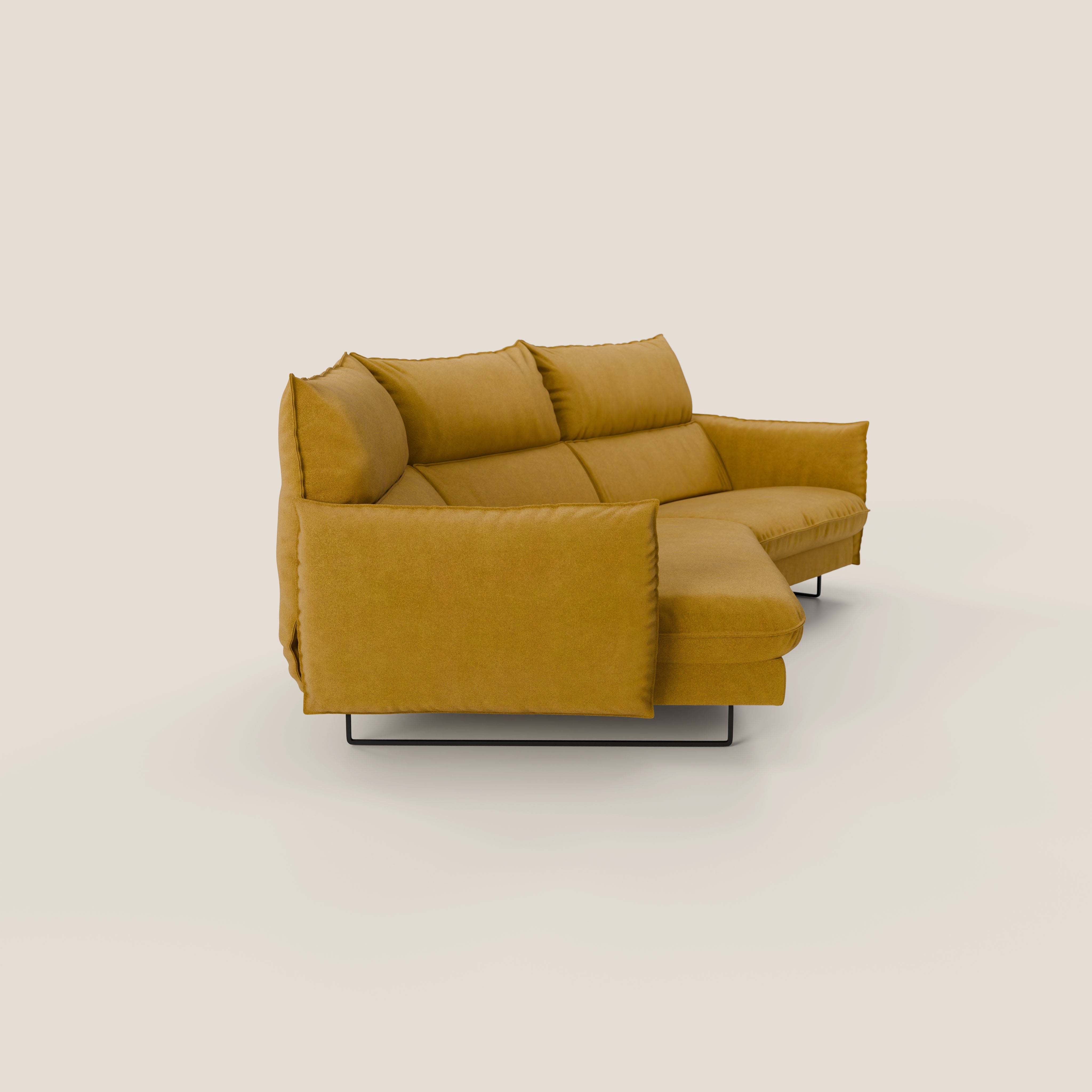 Monamour divano moderno angolare con opzione relax elettrico in microfibra smacchiabile impermeabile T11 giallo - divani.store