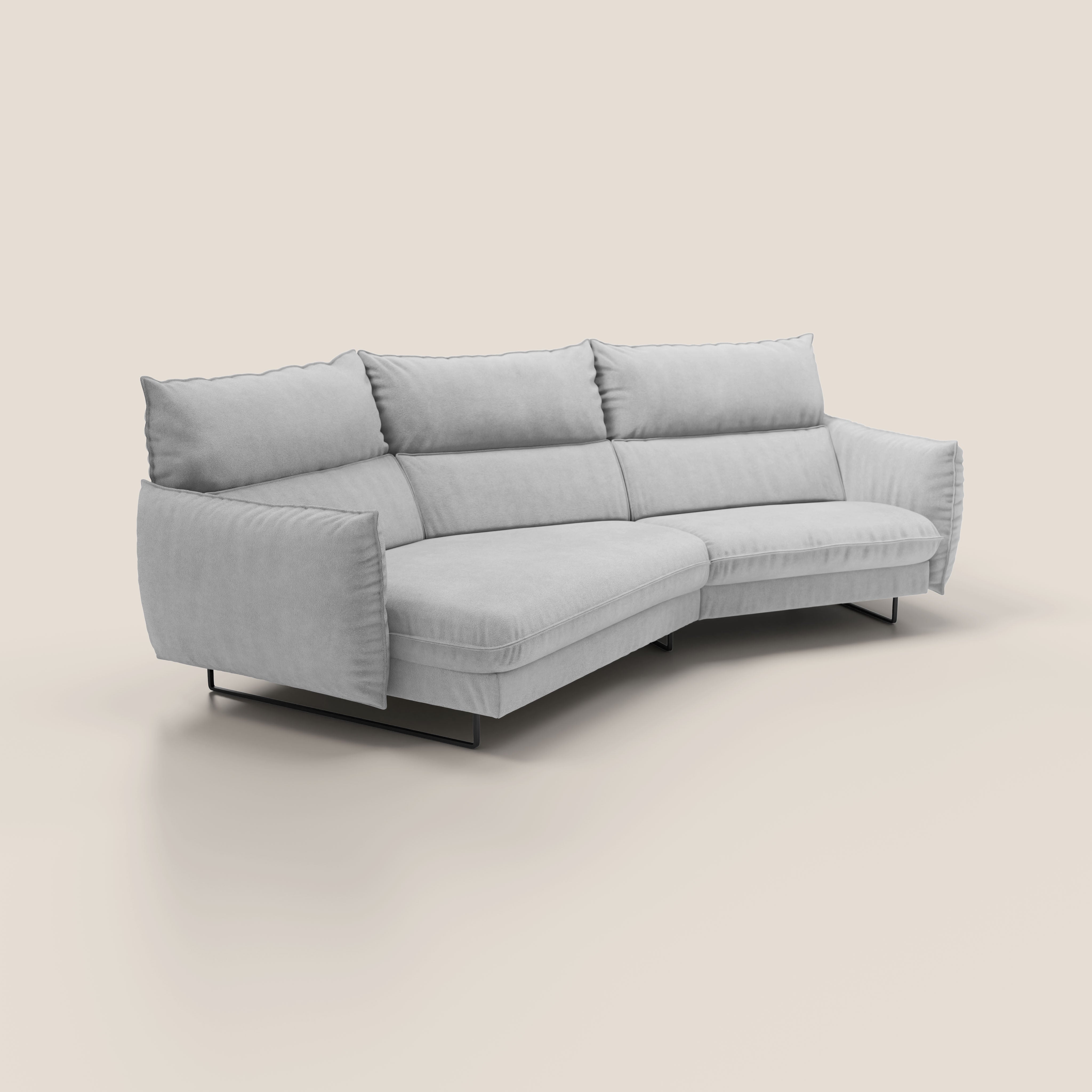 Monamour divano moderno angolare con opzione relax elettrico in microfibra smacchiabile impermeabile T11 grigio chiaro - divani.store