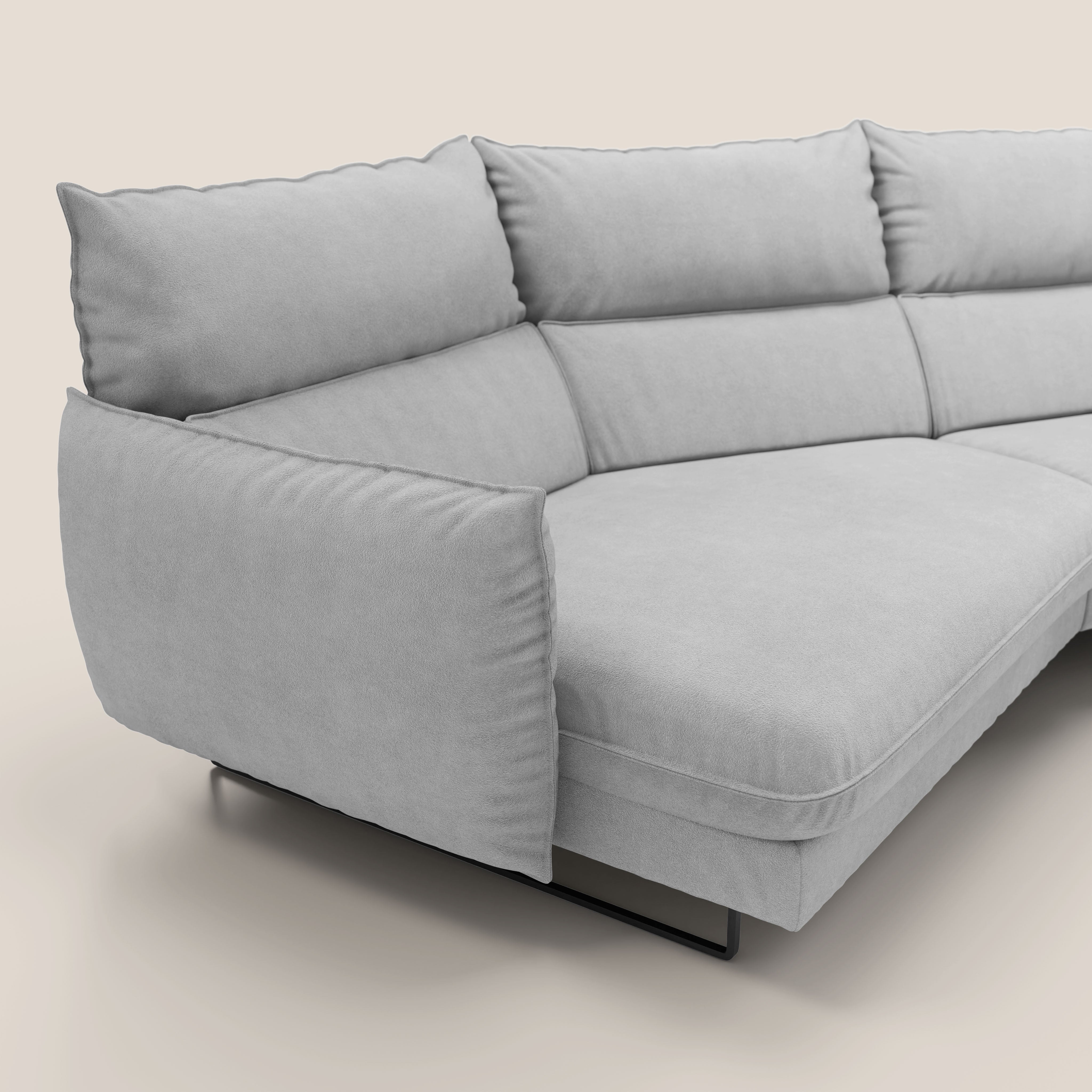 Monamour divano moderno angolare con opzione relax elettrico in microfibra smacchiabile impermeabile T11 grigio chiaro - divani.store