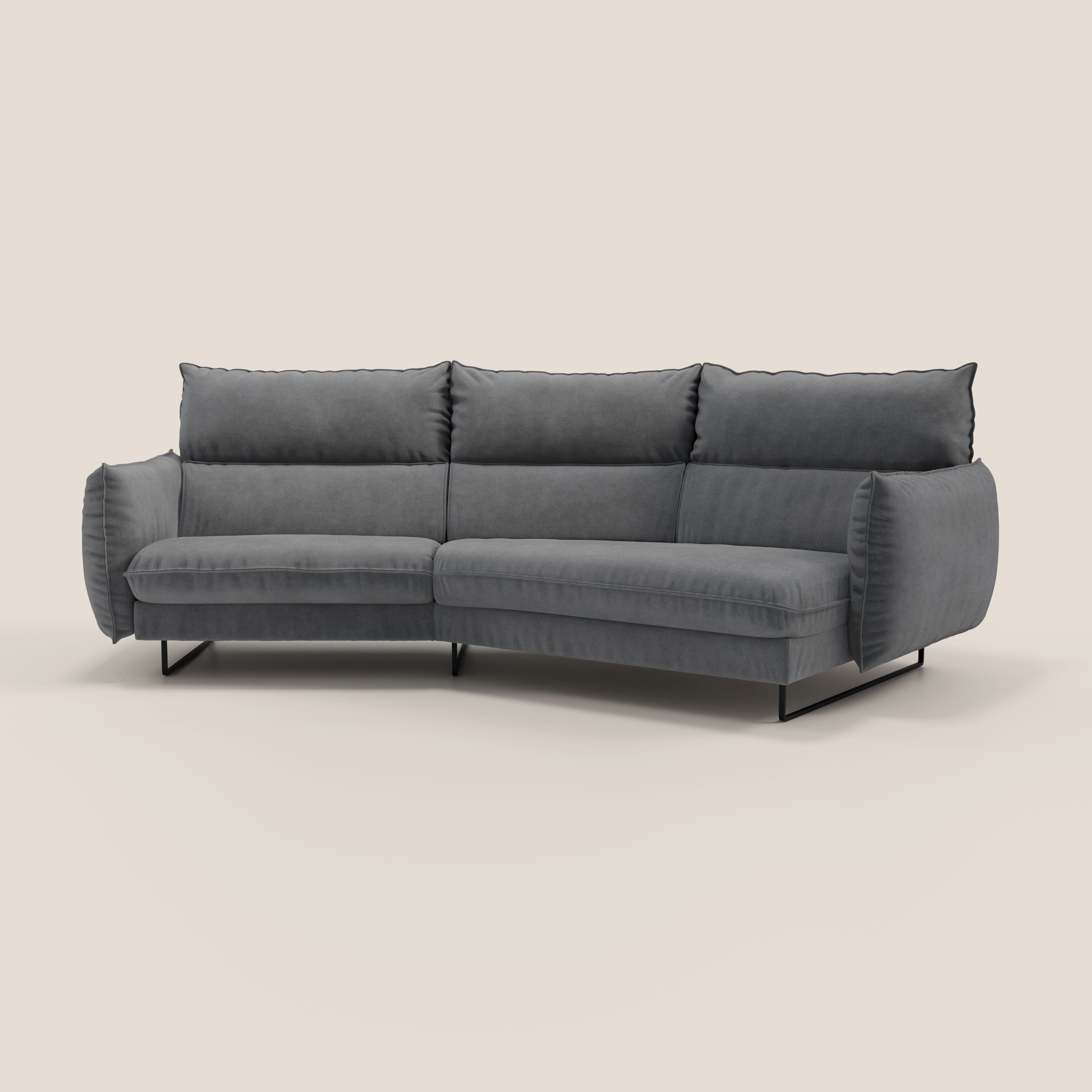 Monamour divano moderno angolare con opzione relax elettrico in microfibra smacchiabile impermeabile T11 grigio - divani.store