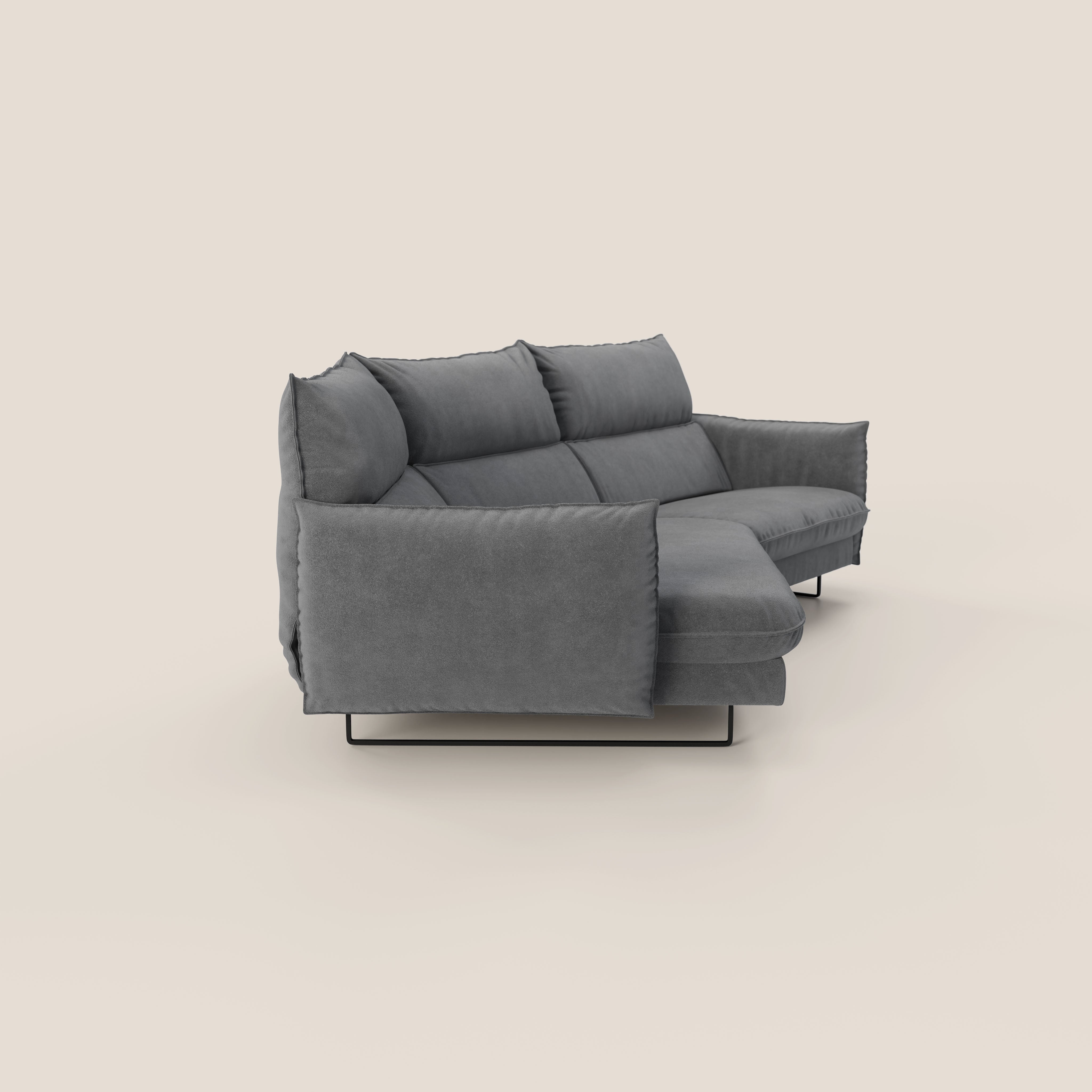 Monamour divano moderno angolare con opzione relax elettrico in microfibra smacchiabile impermeabile T11 grigio - divani.store