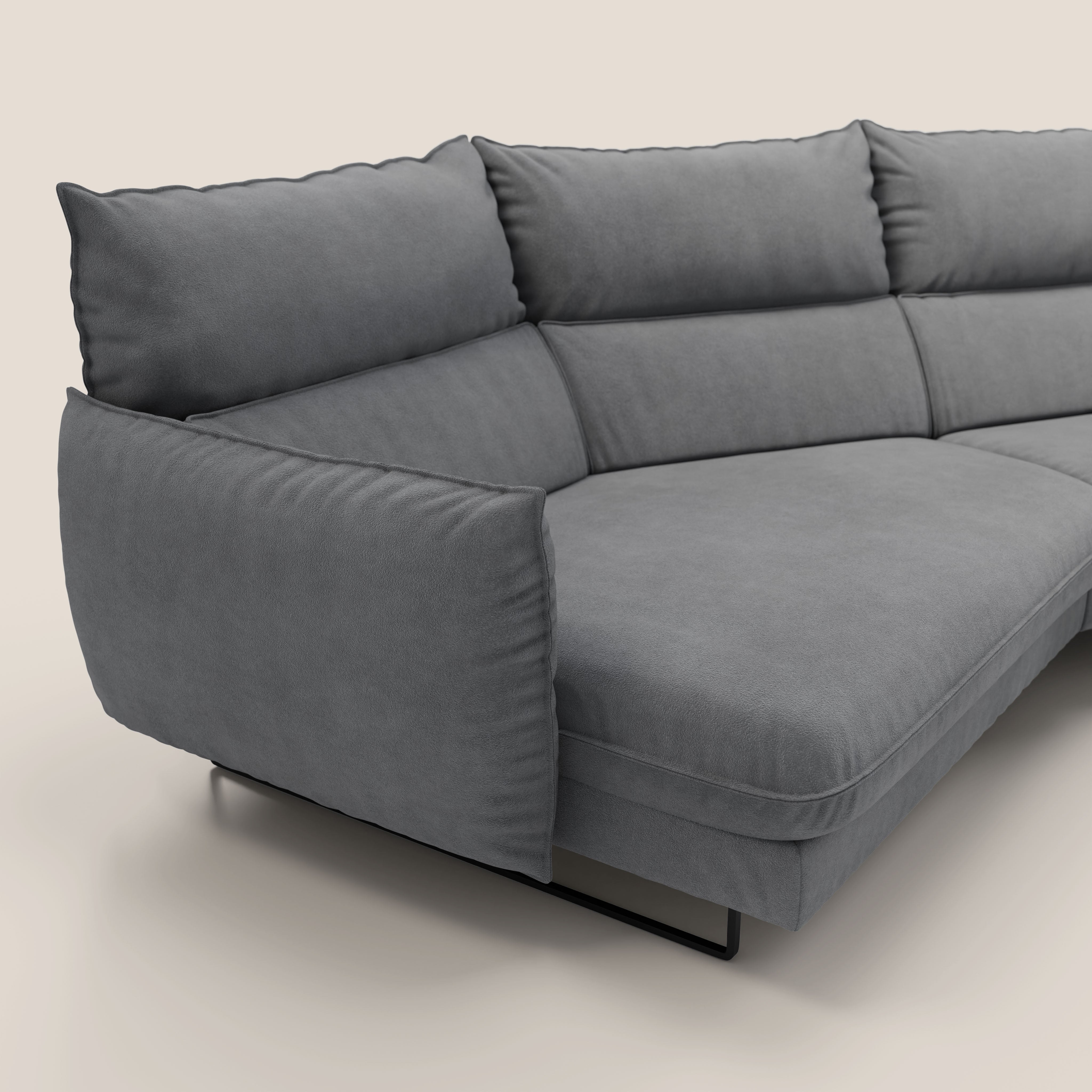 Monamour divano moderno angolare con opzione relax elettrico in microfibra smacchiabile impermeabile T11 grigio - divani.store