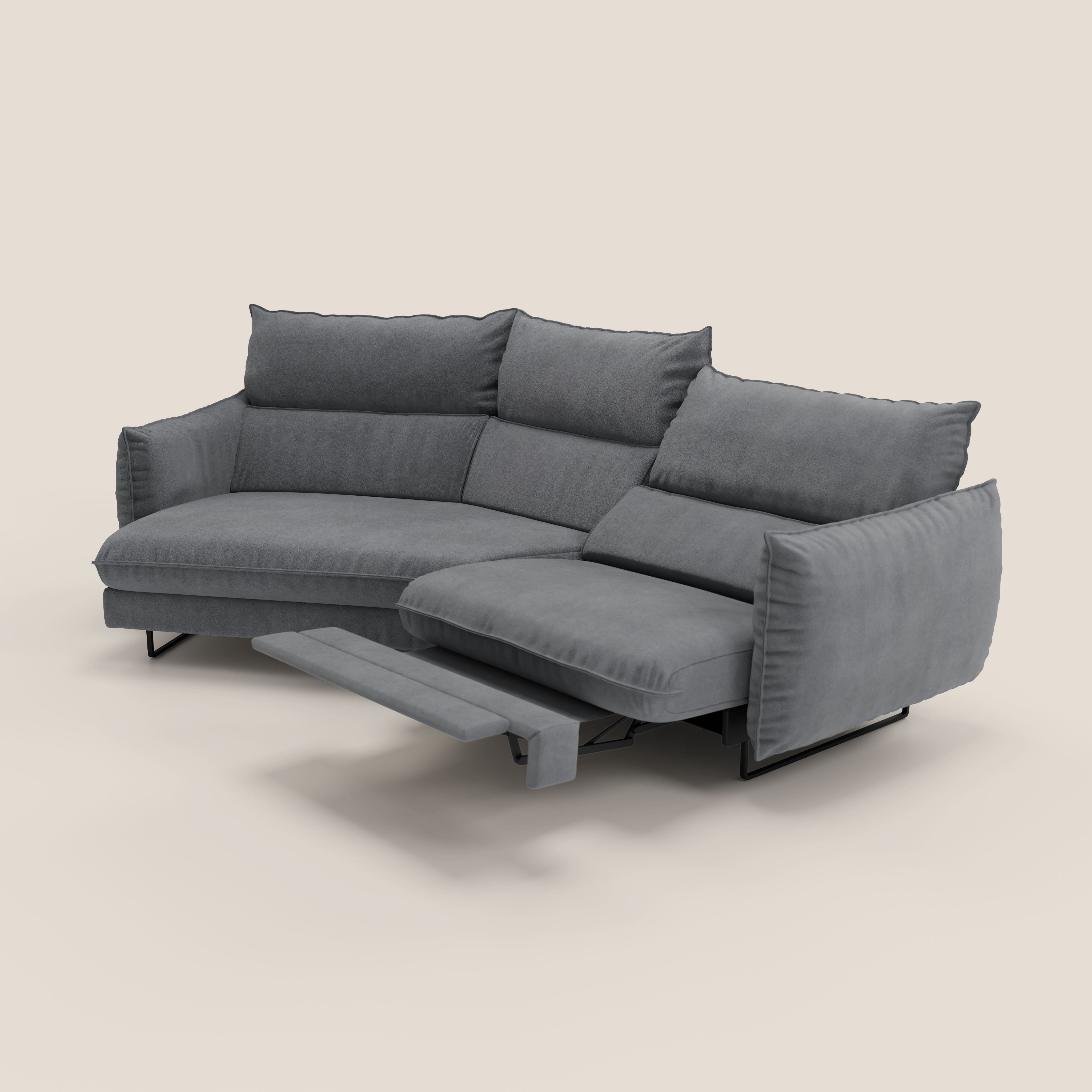 Monamour divano moderno angolare con opzione relax elettrico in microfibra smacchiabile impermeabile T11 grigio - divani.store