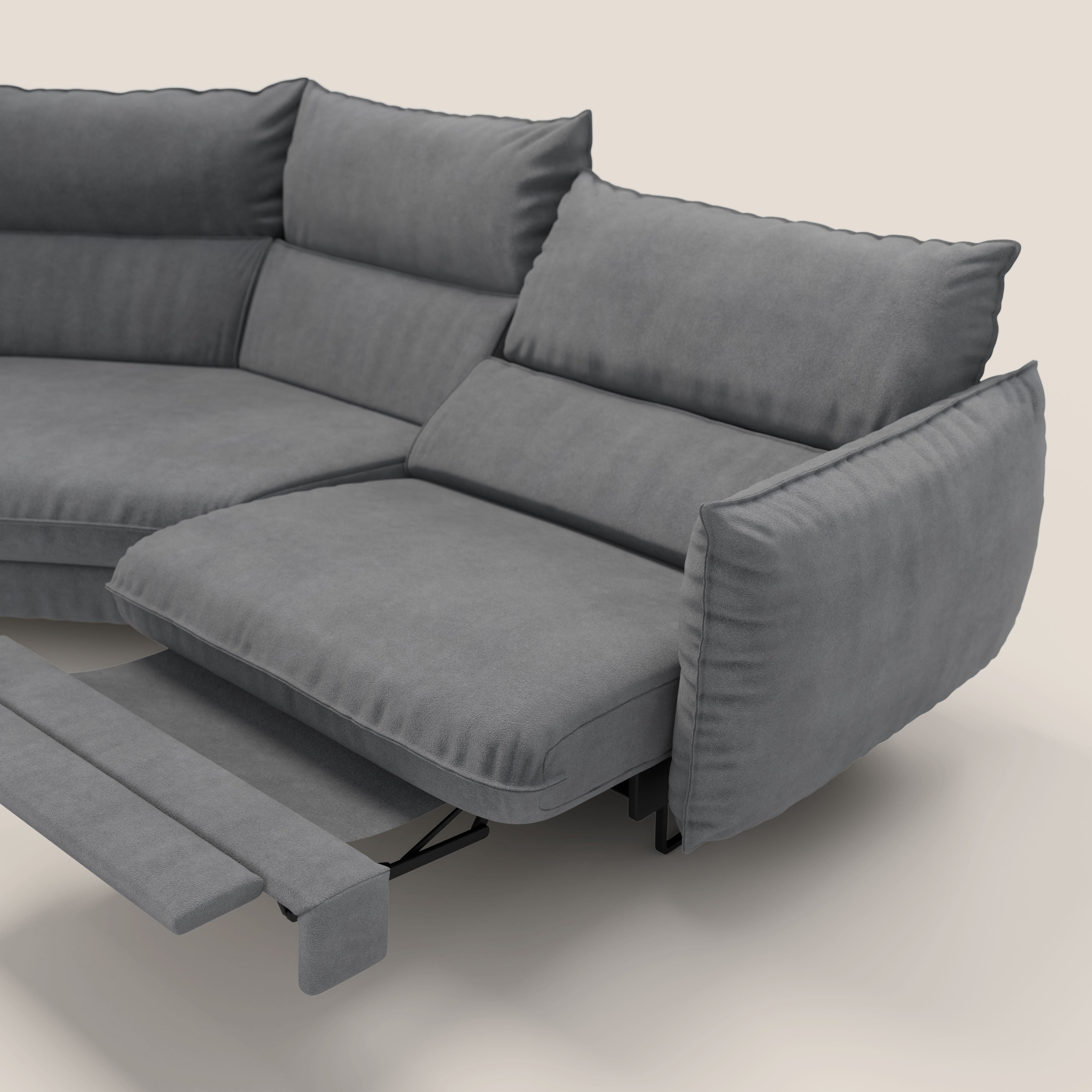 Monamour divano moderno angolare con opzione relax elettrico in microfibra smacchiabile impermeabile T11 grigio - divani.store