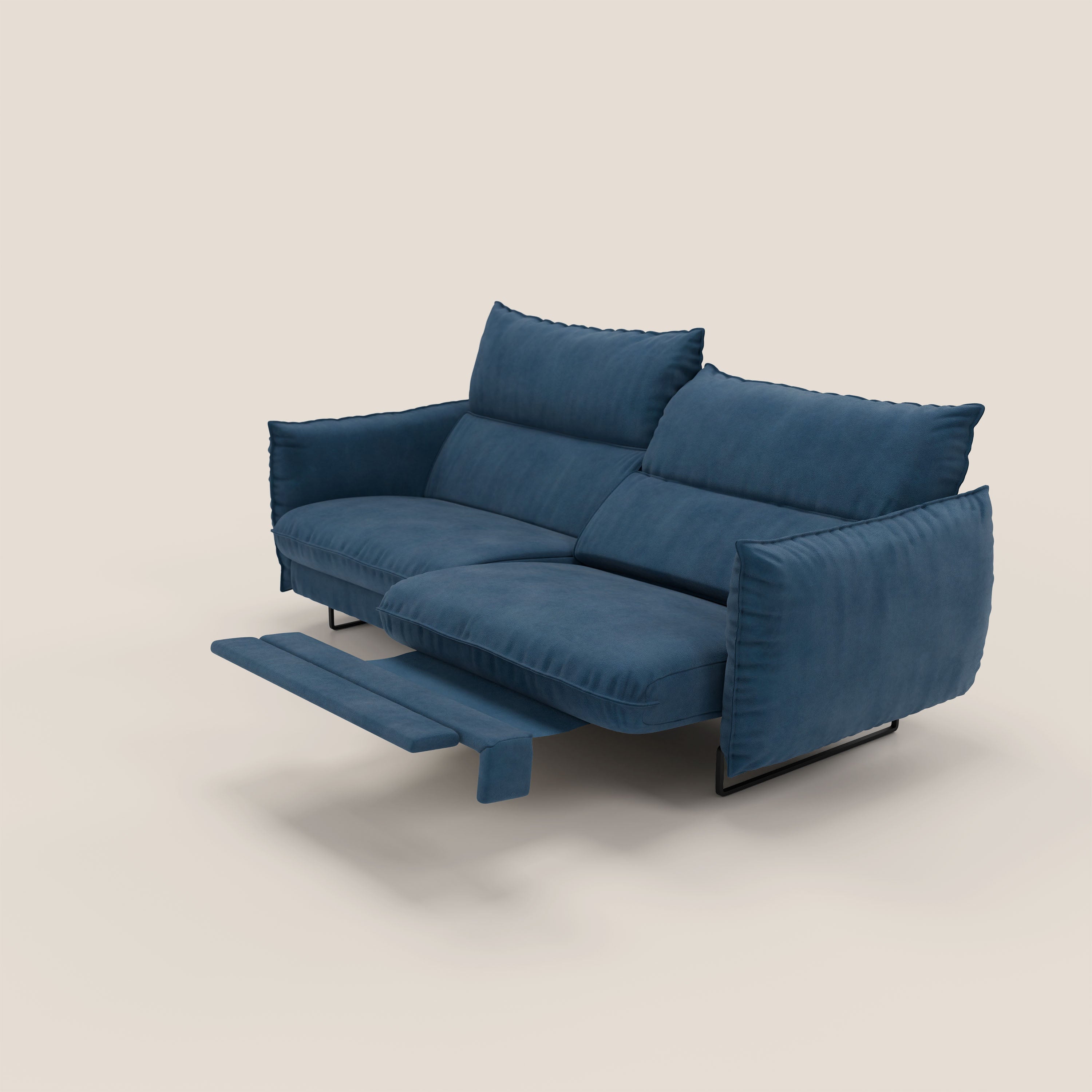 Monamour Divano dal design moderno con opzione relax elettrico in microfibra smacchiabile impermeabile T11 blu - divani.store