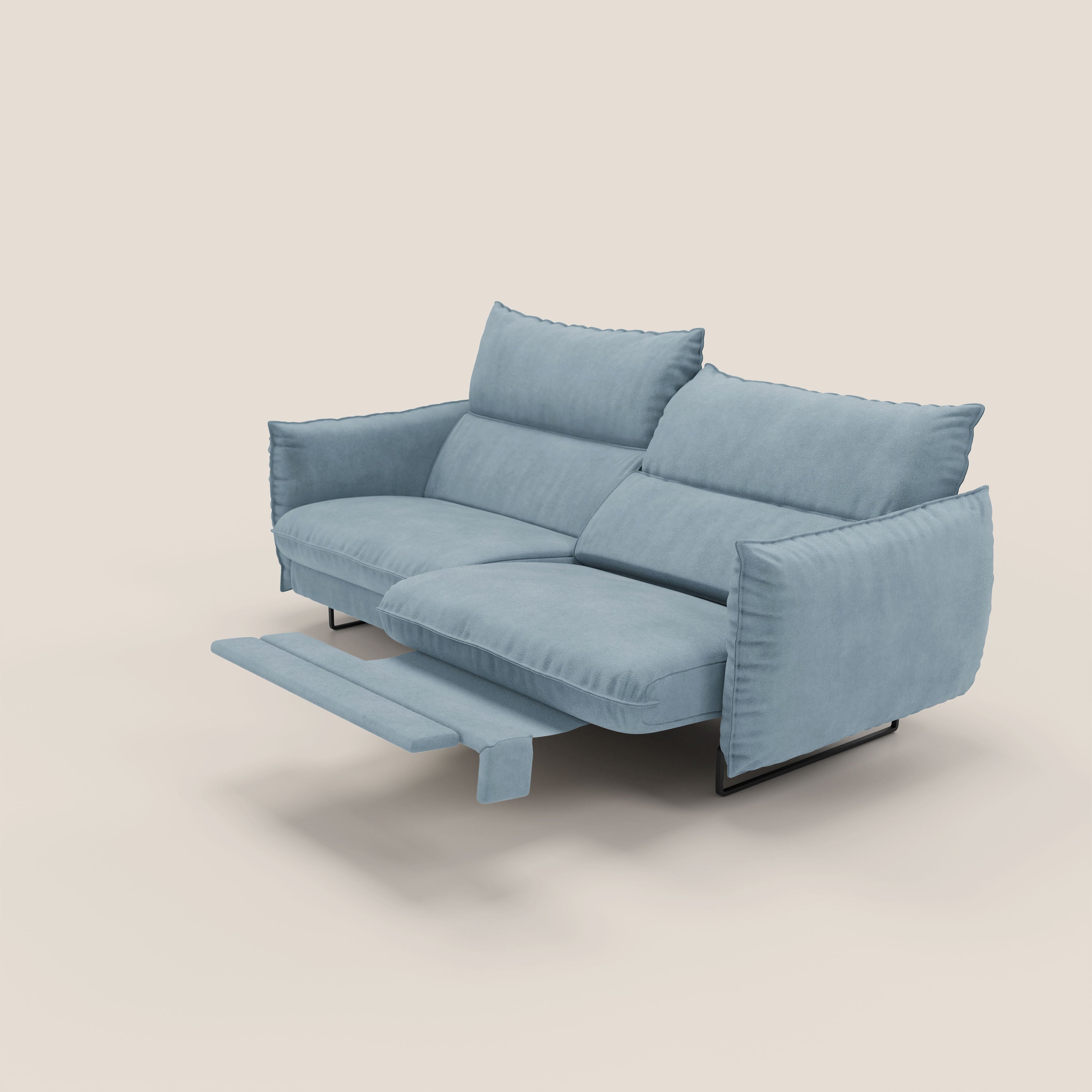 Monamour Divano dal design moderno con opzione relax elettrico in microfibra smacchiabile impermeabile T11 carta da zucchero - divani.store