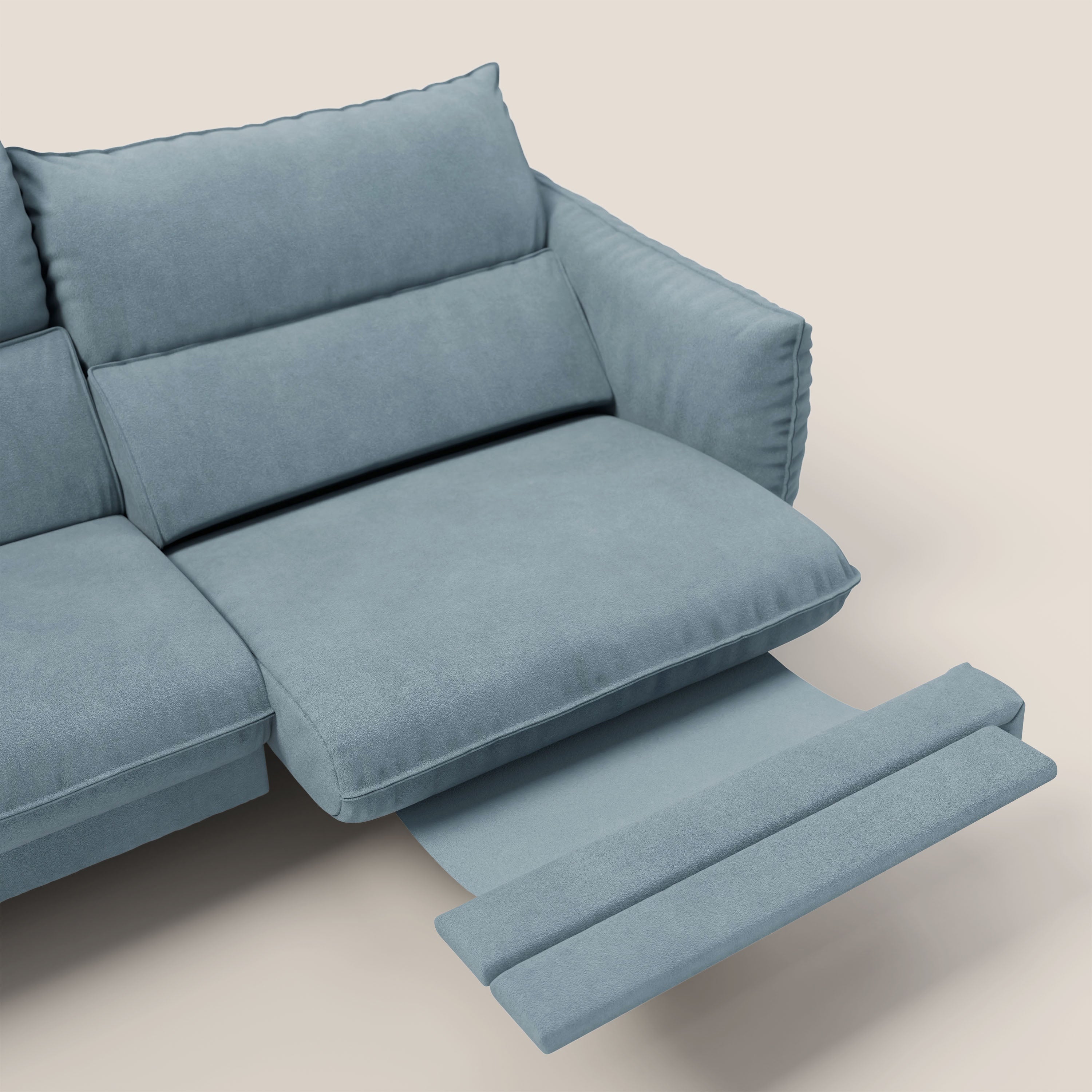 Monamour Divano dal design moderno con opzione relax elettrico in microfibra smacchiabile impermeabile T11 carta da zucchero - divani.store