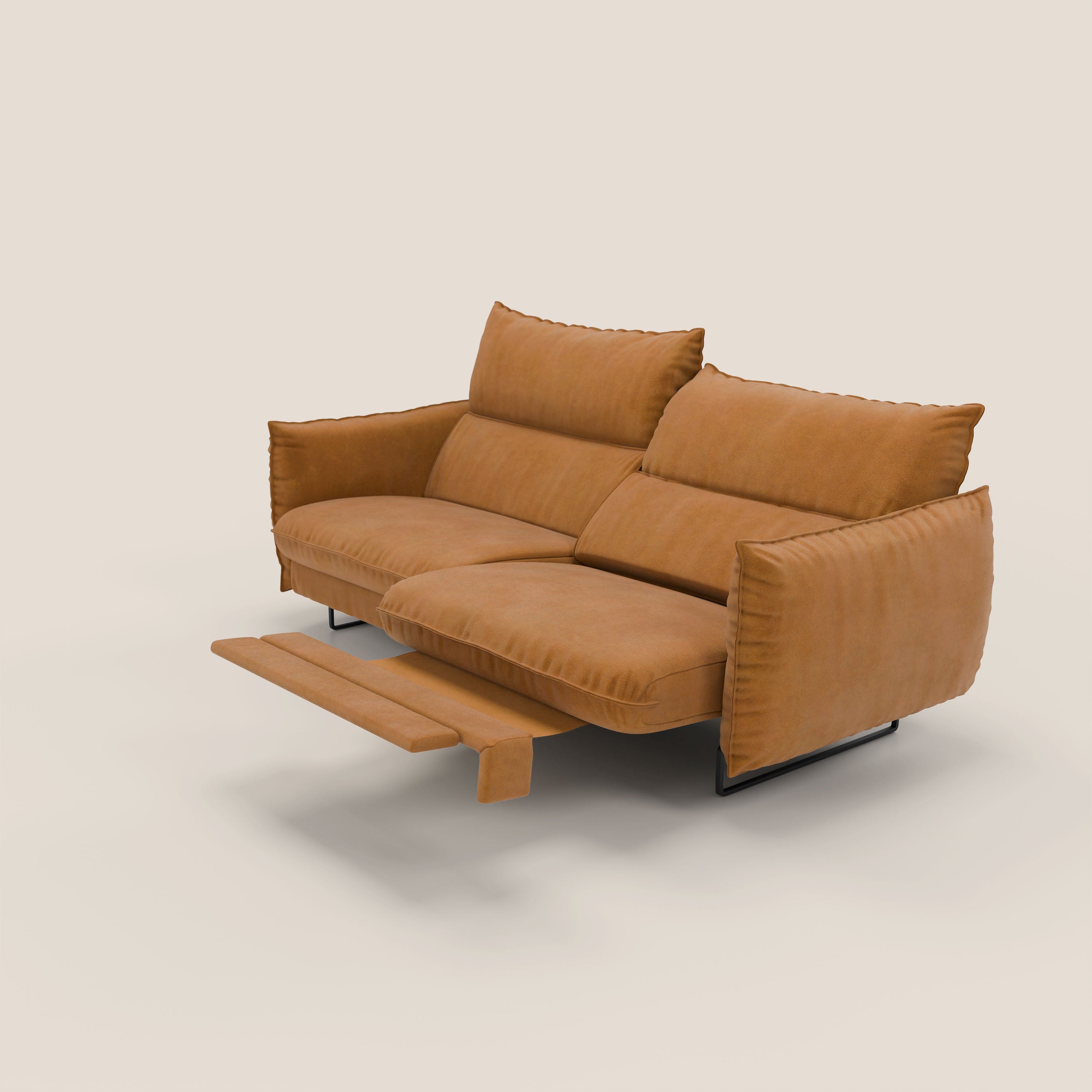 Monamour Divano dal design moderno con opzione relax elettrico in microfibra smacchiabile impermeabile T11 cuoio - divani.store