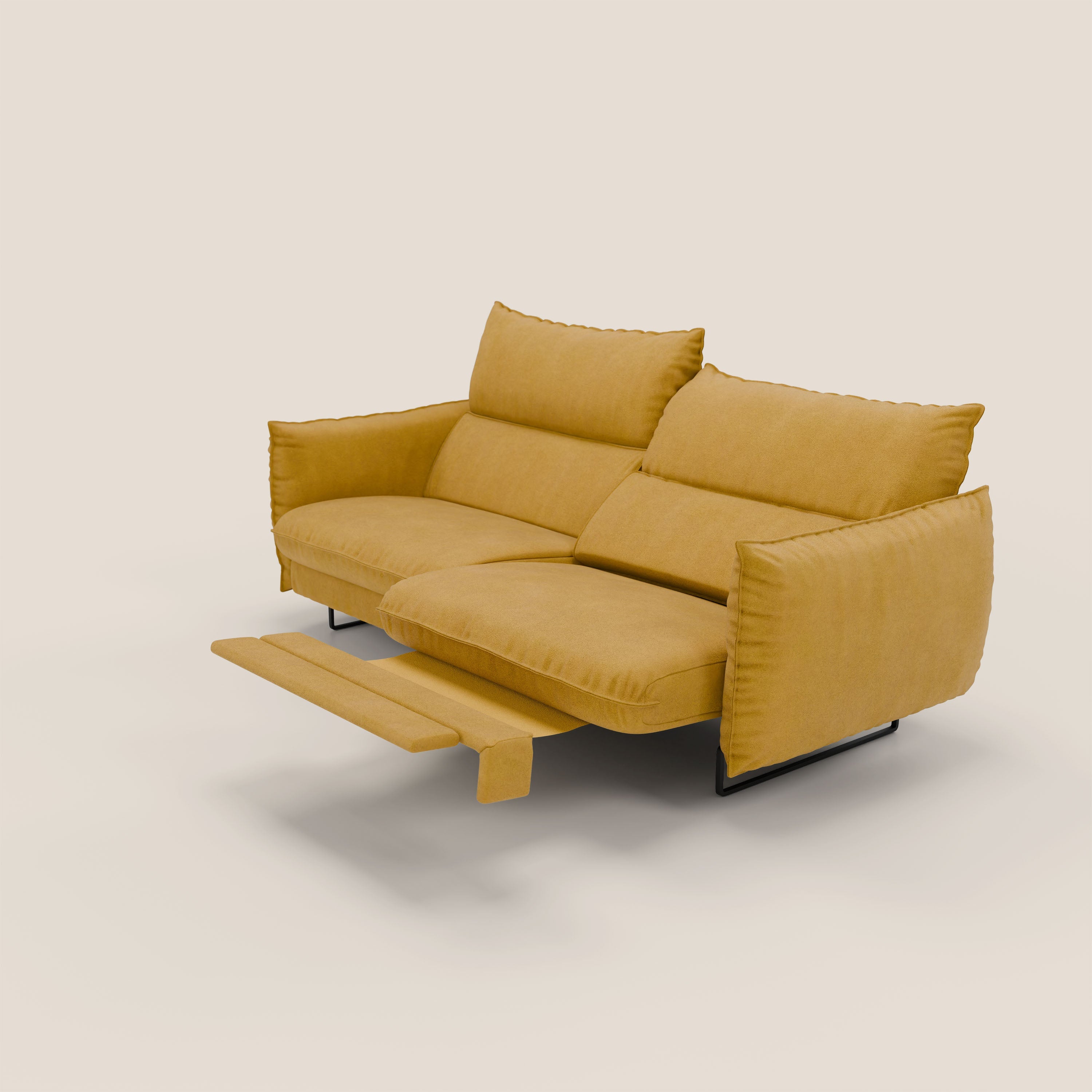 Monamour Divano dal design moderno con opzione relax elettrico in microfibra smacchiabile impermeabile T11 giallo - divani.store