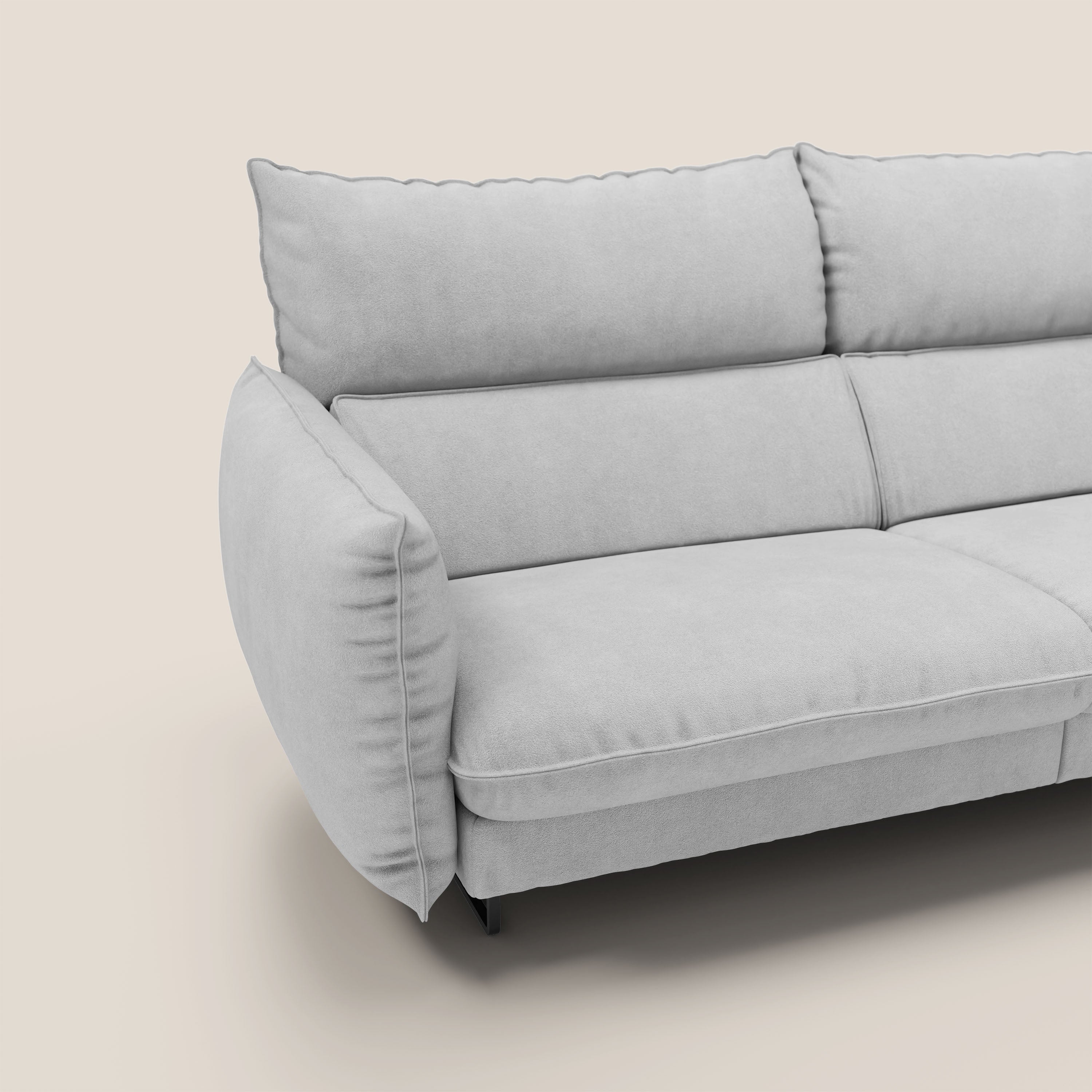 Monamour Divano dal design moderno con opzione relax elettrico in microfibra smacchiabile impermeabile T11 grigio chiaro - divani.store