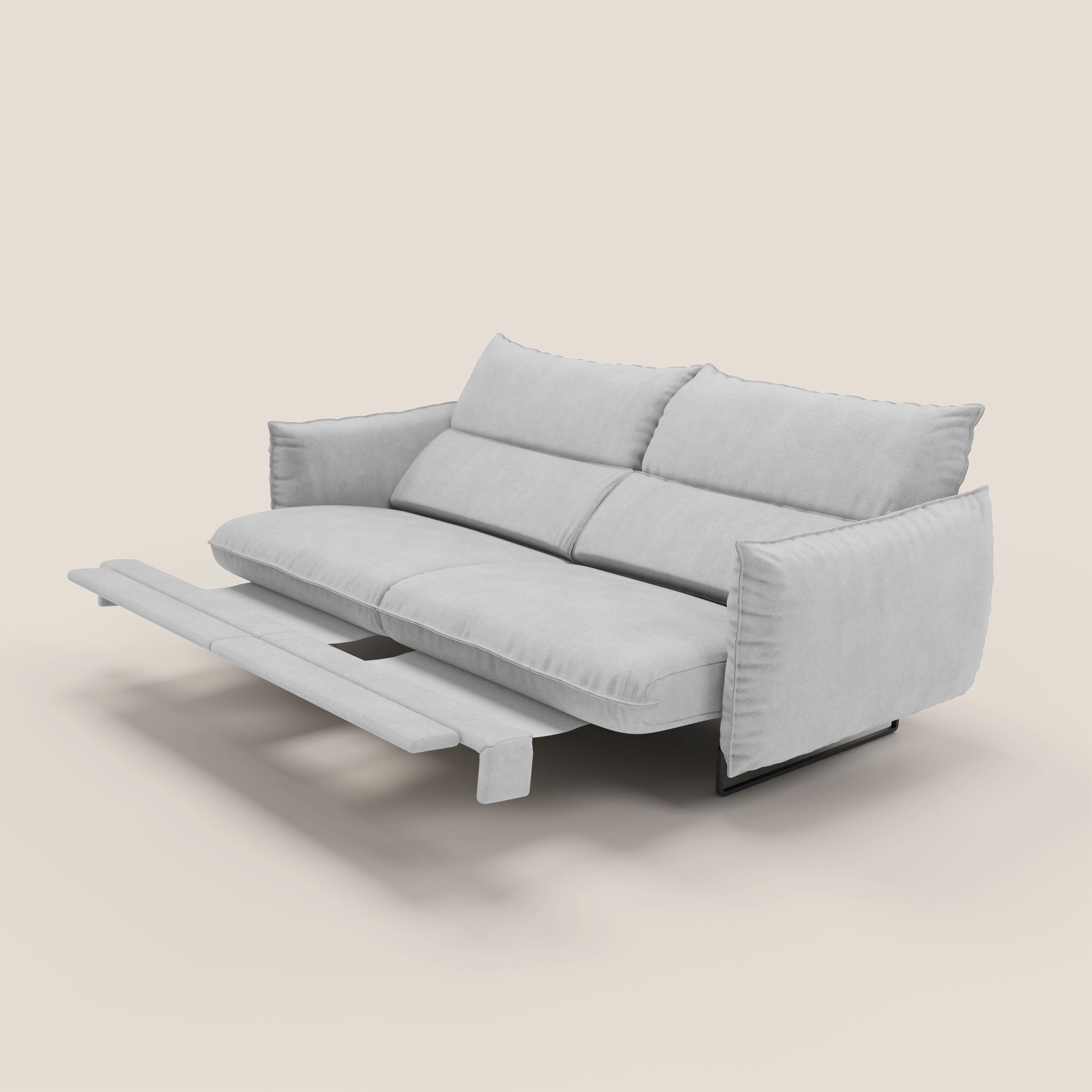 Monamour Divano dal design moderno con opzione relax elettrico in microfibra smacchiabile impermeabile T11 grigio chiaro - divani.store