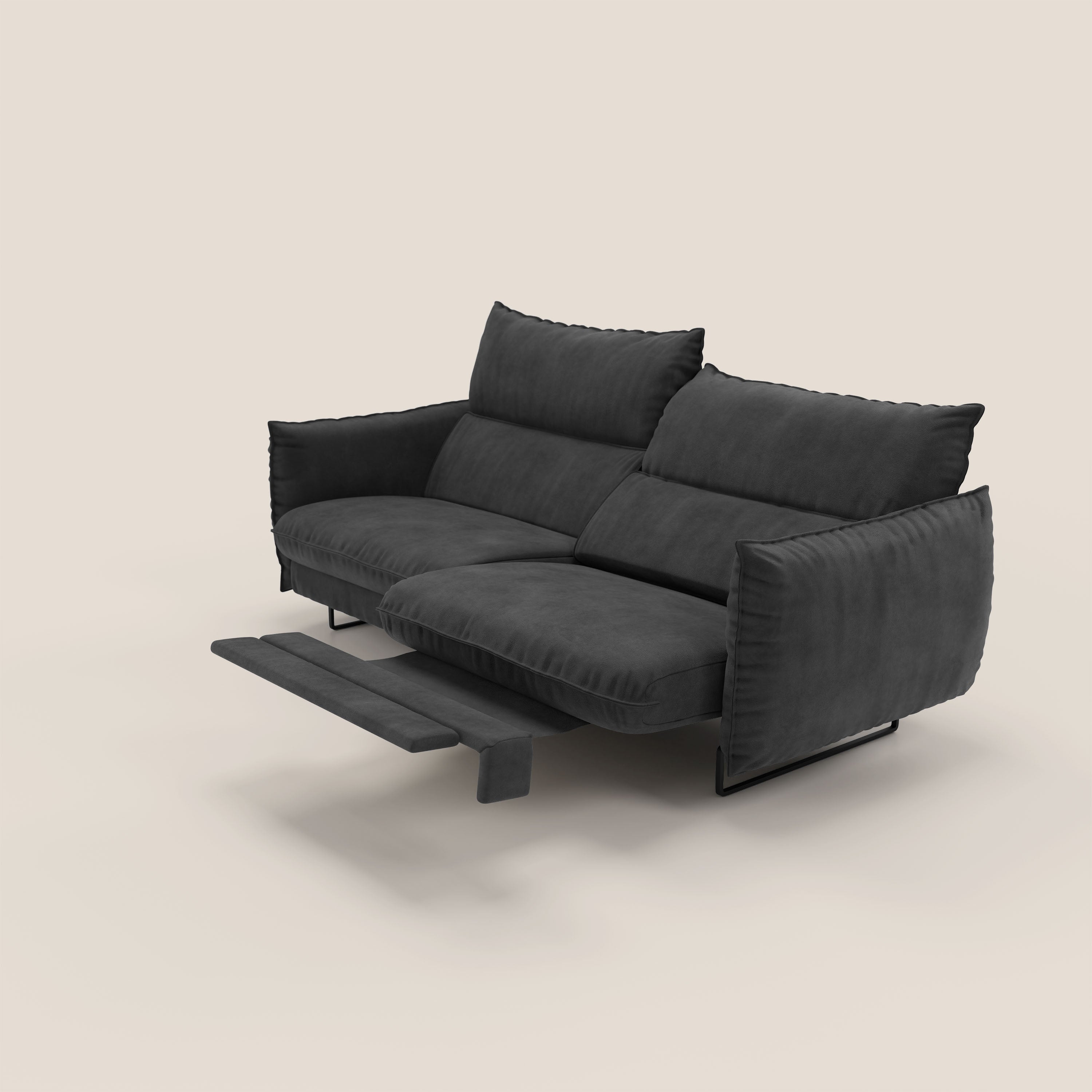 Monamour Divano dal design moderno con opzione relax elettrico in microfibra smacchiabile impermeabile T11 nero - divani.store