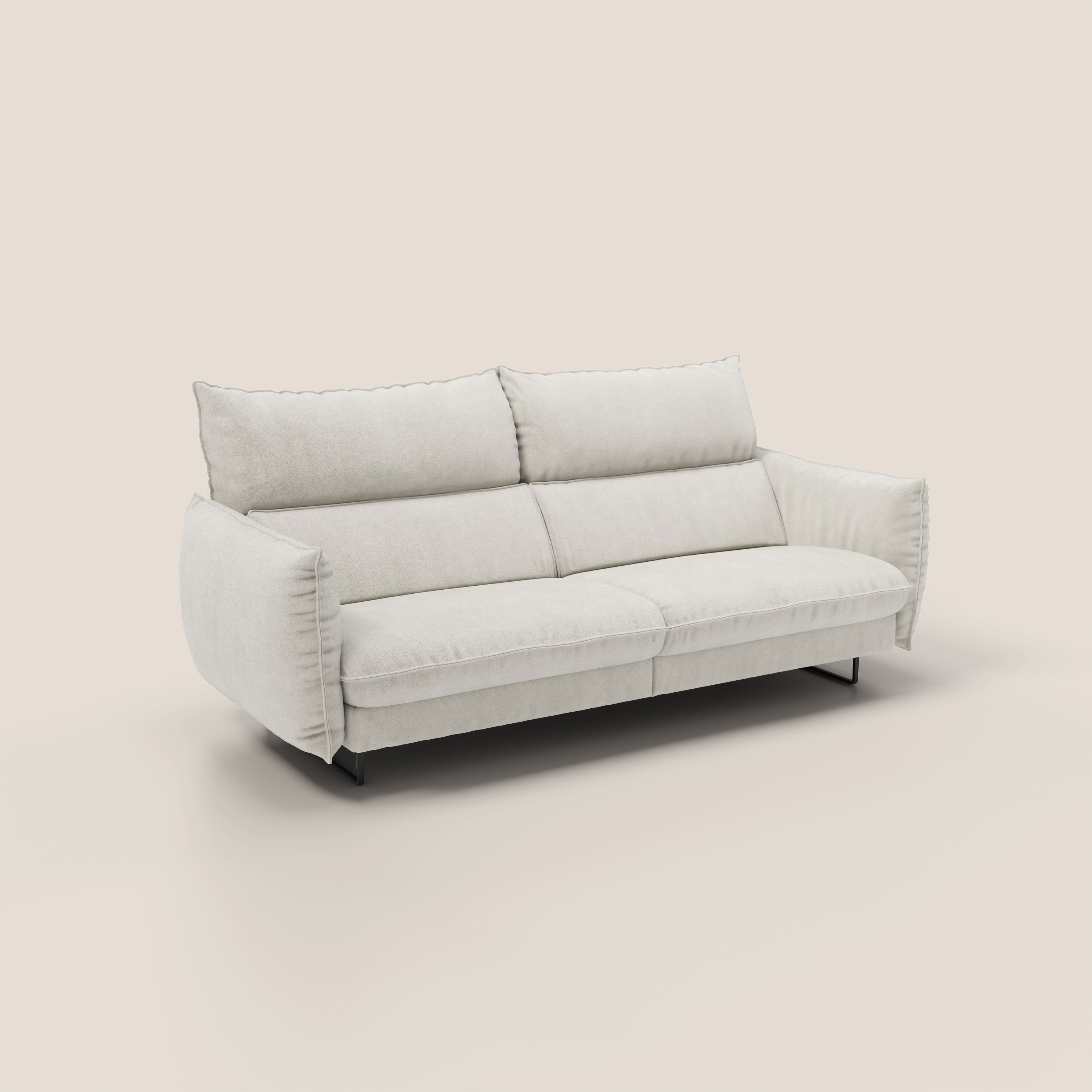 Monamour Divano dal design moderno con opzione relax elettrico in microfibra smacchiabile impermeabile T11 panna - divani.store