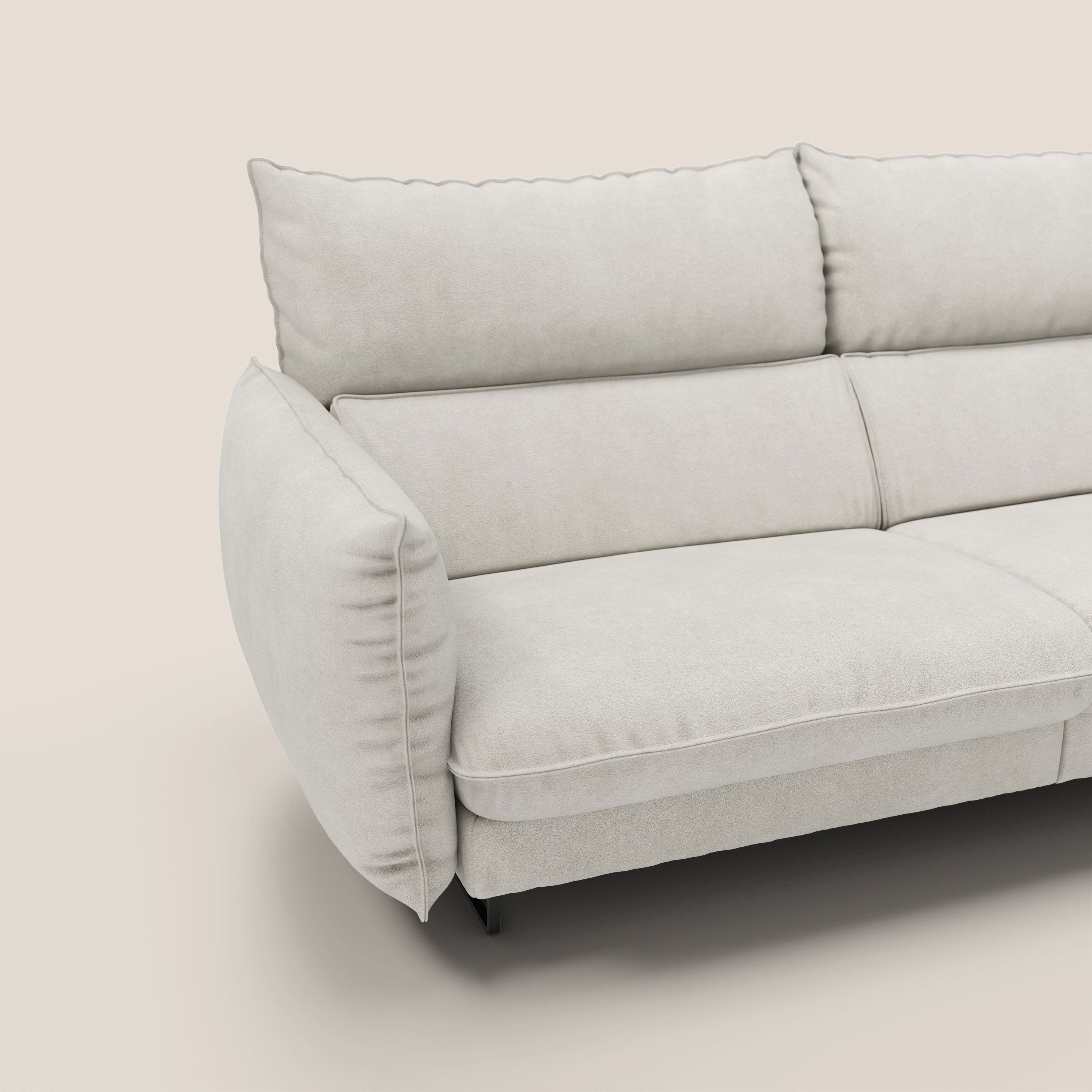 Monamour Divano dal design moderno con opzione relax elettrico in microfibra smacchiabile impermeabile T11 panna - divani.store