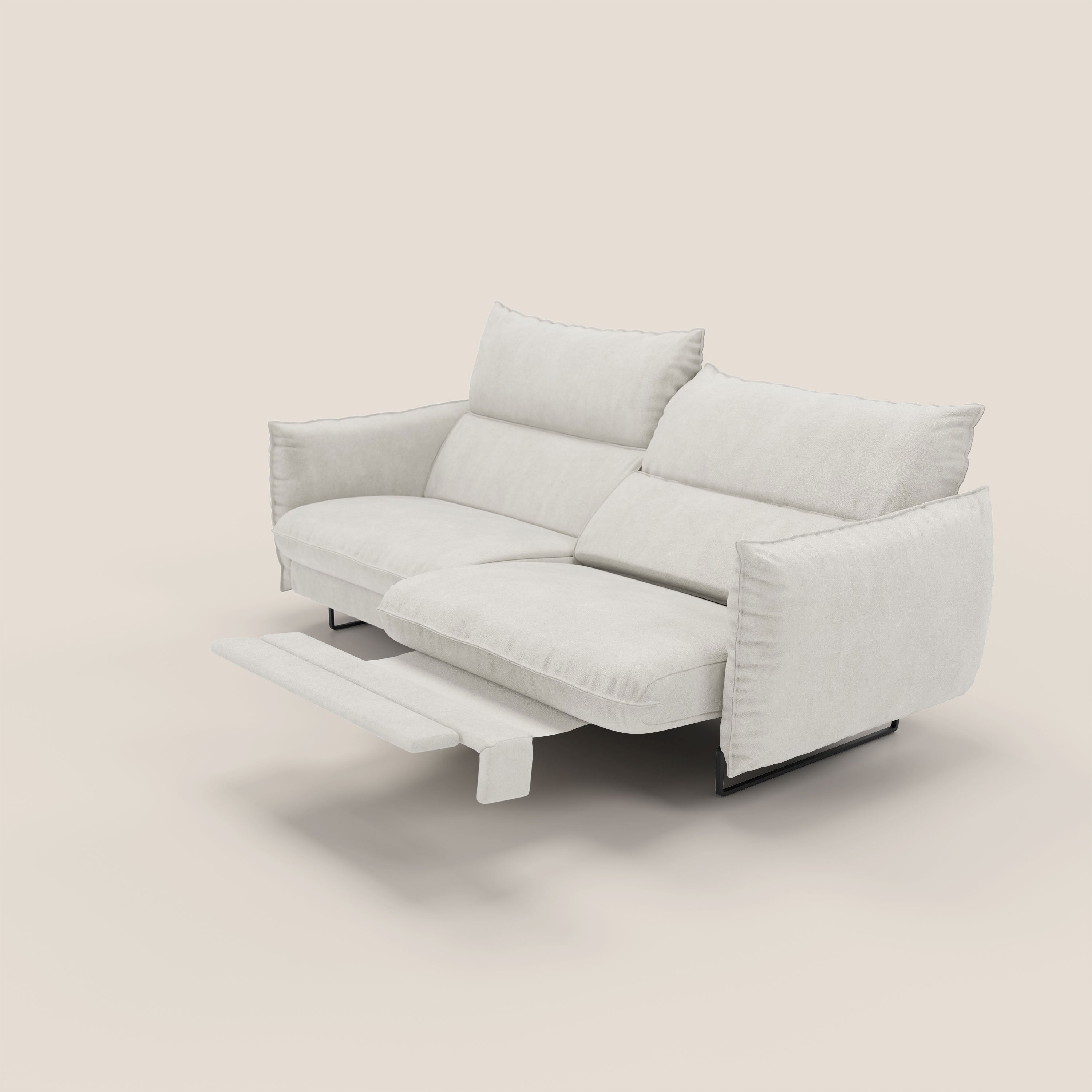 Monamour Divano dal design moderno con opzione relax elettrico in microfibra smacchiabile impermeabile T11 panna - divani.store