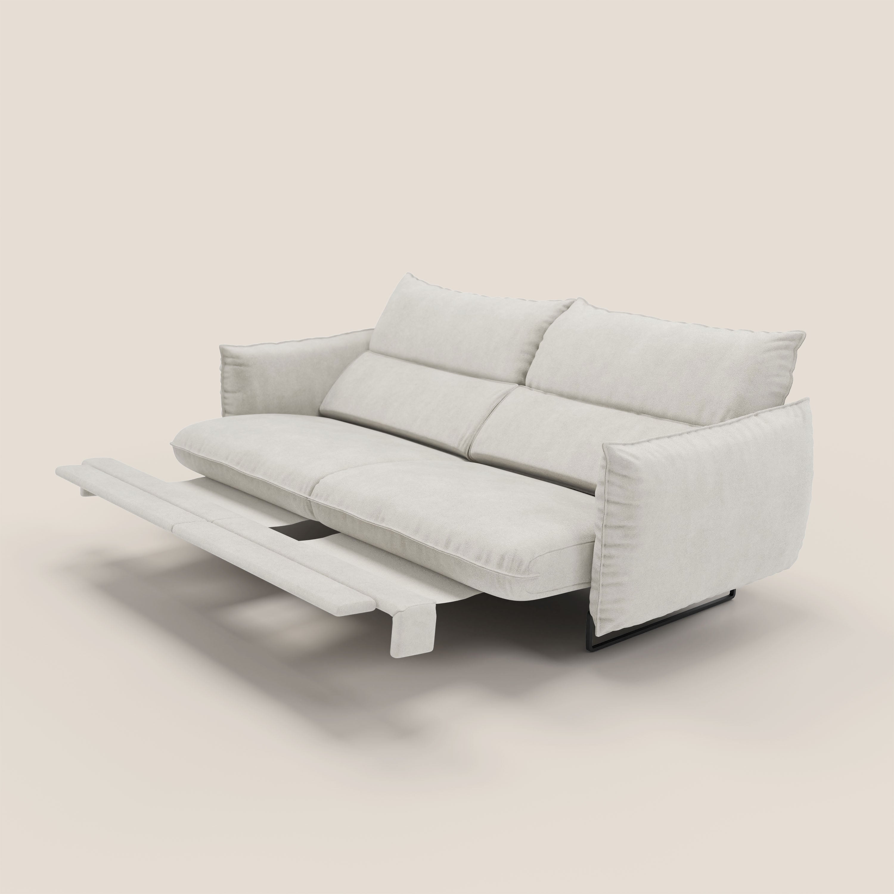 Monamour Divano dal design moderno con opzione relax elettrico in microfibra smacchiabile impermeabile T11 panna - divani.store