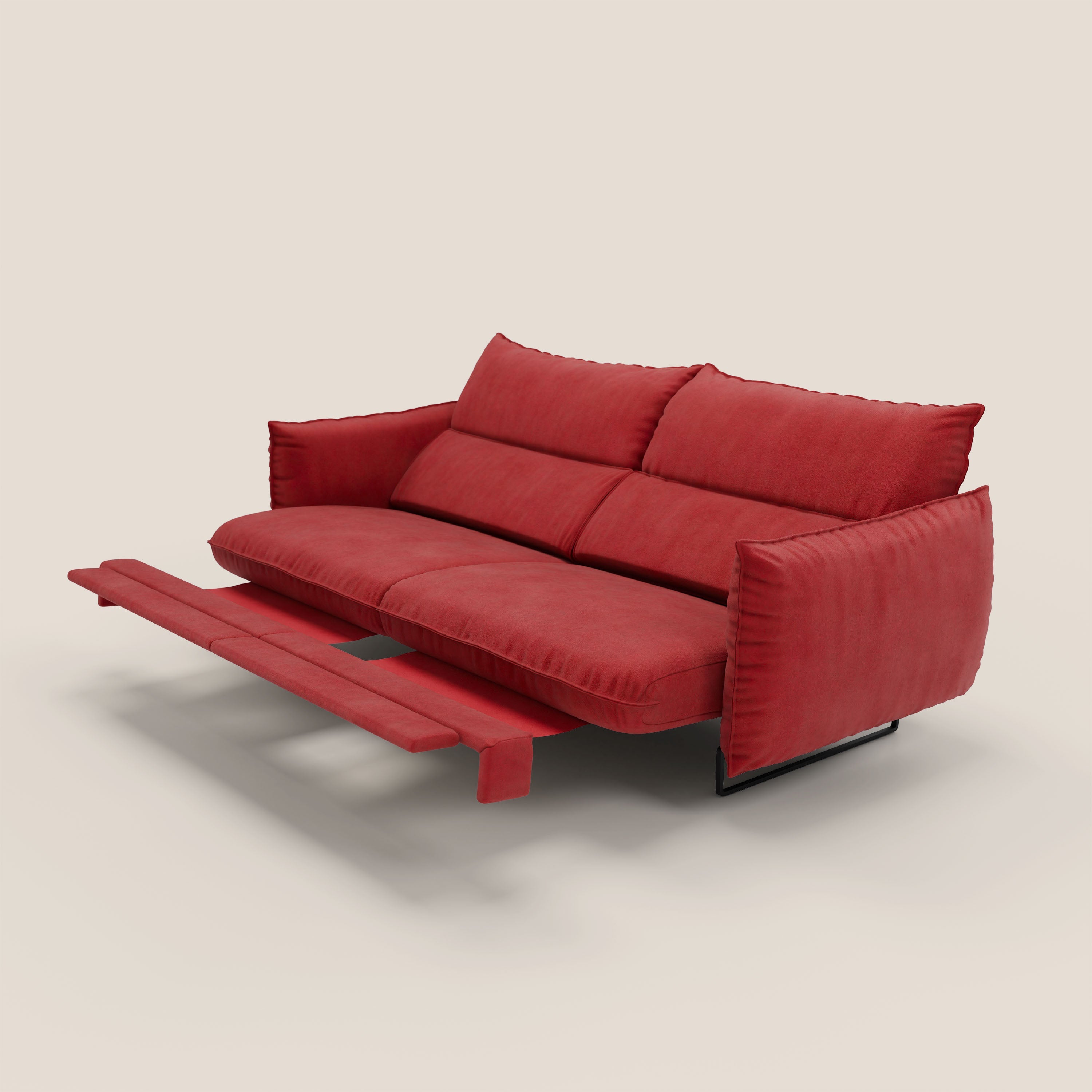 Monamour Divano dal design moderno con opzione relax elettrico in microfibra smacchiabile impermeabile T11 rosso - divani.store