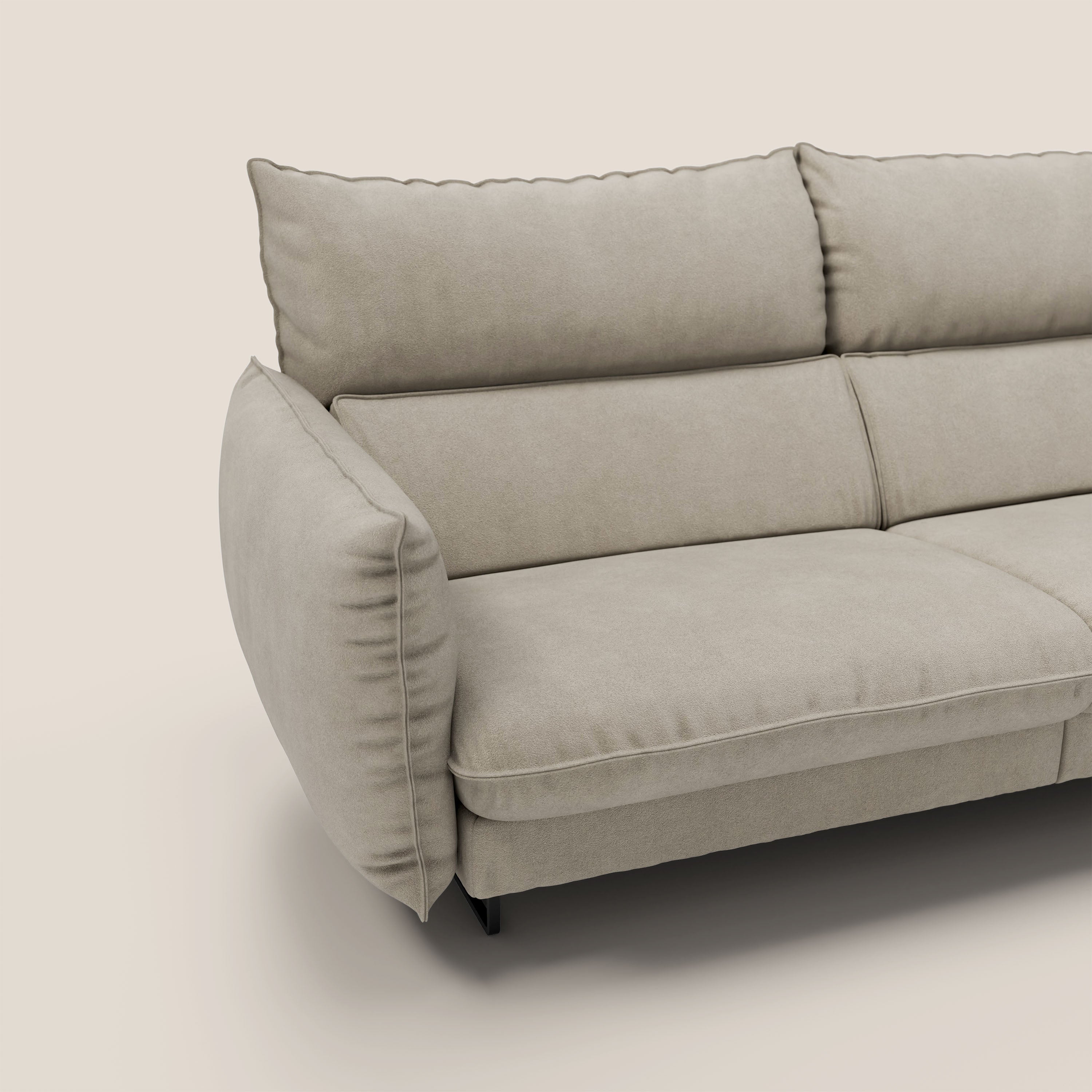 Monamour Divano dal design moderno con opzione relax elettrico in microfibra smacchiabile impermeabile T11 tortora - divani.store