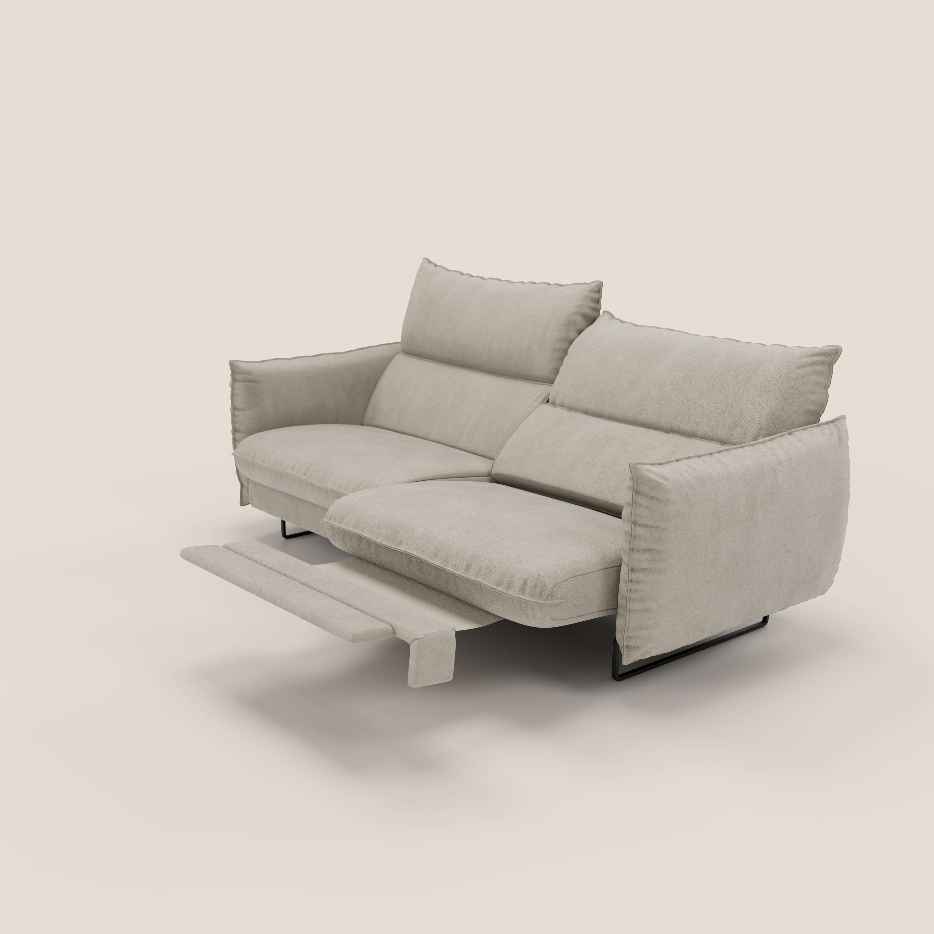 Monamour Divano dal design moderno con opzione relax elettrico in microfibra smacchiabile impermeabile T11 tortora - divani.store