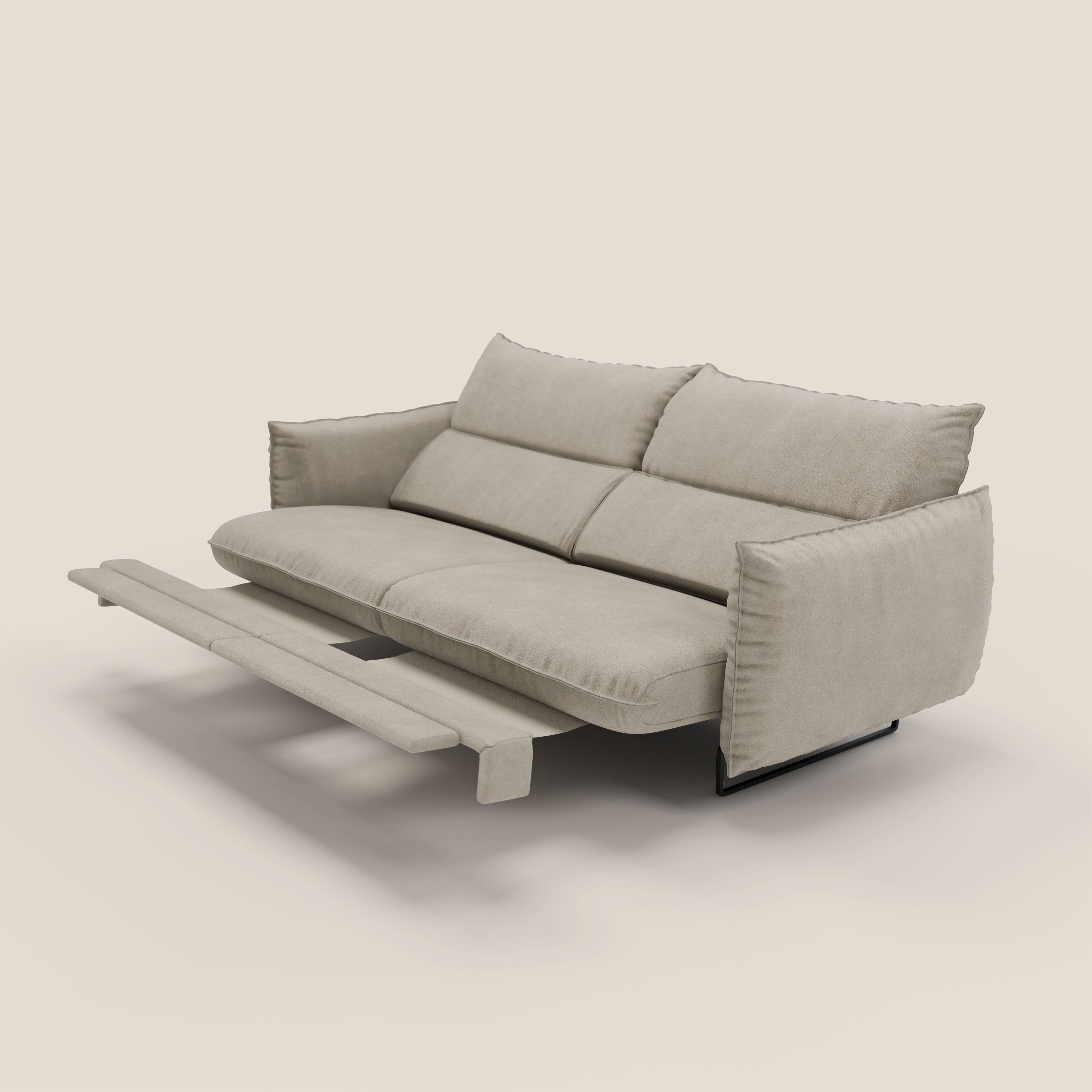 Monamour Divano dal design moderno con opzione relax elettrico in microfibra smacchiabile impermeabile T11 tortora - divani.store