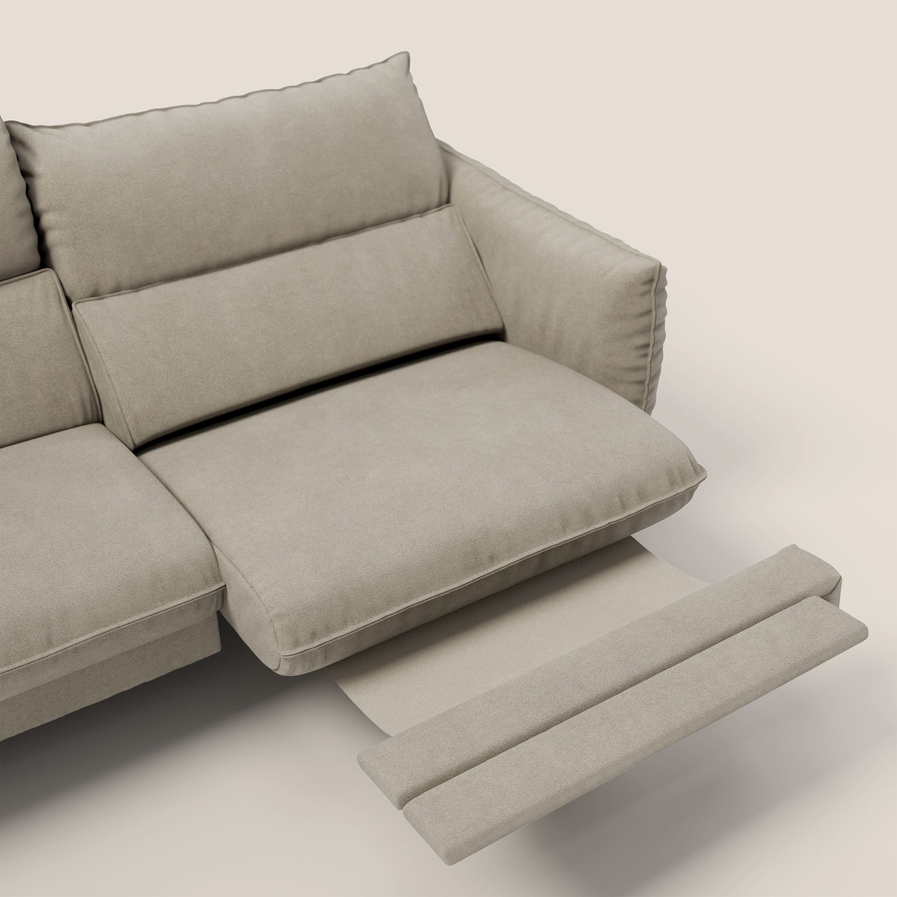 Monamour Divano dal design moderno con opzione relax elettrico in microfibra smacchiabile impermeabile T11 tortora - divani.store