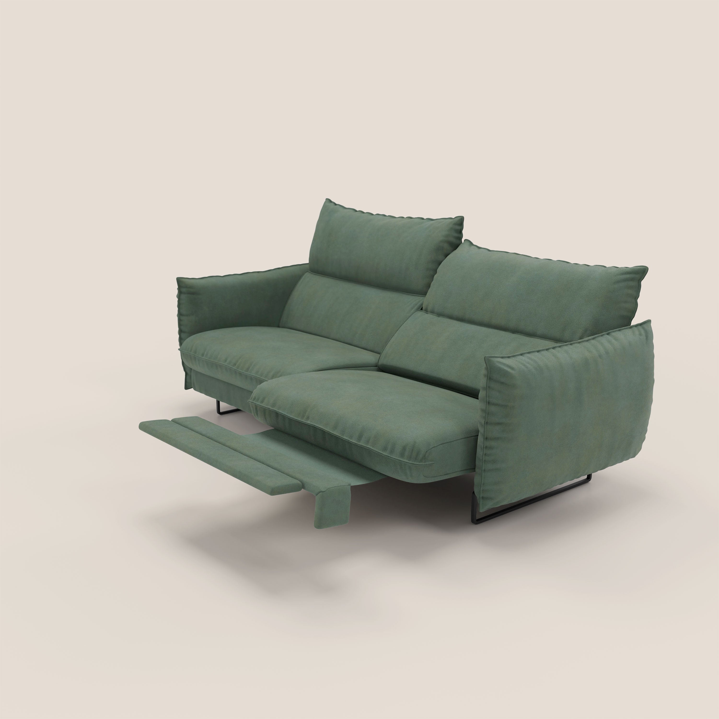 Monamour Divano dal design moderno con opzione relax elettrico in microfibra smacchiabile impermeabile T11 verde - divani.store