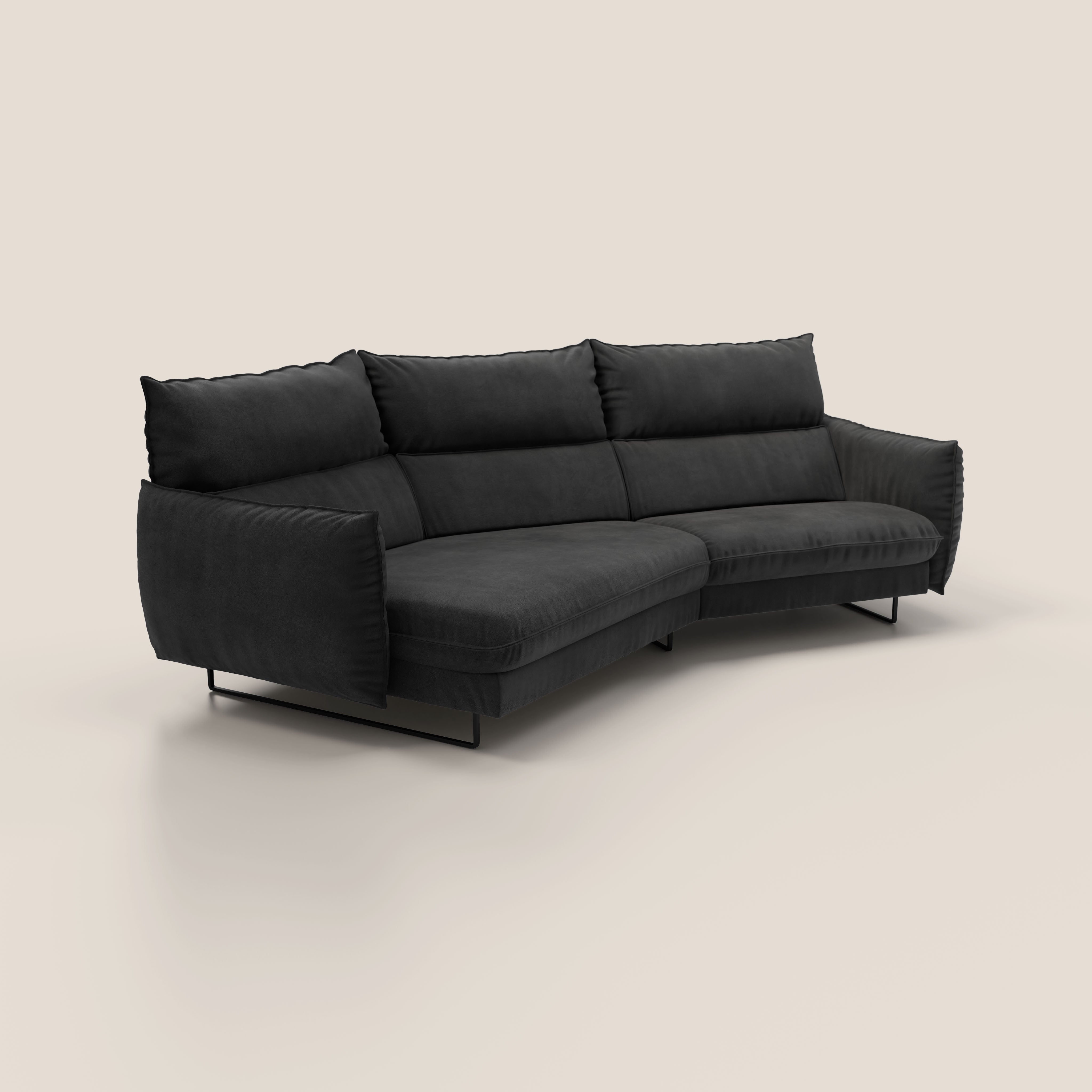 Monamour divano moderno angolare con opzione relax elettrico in microfibra smacchiabile impermeabile T11 nero - divani.store