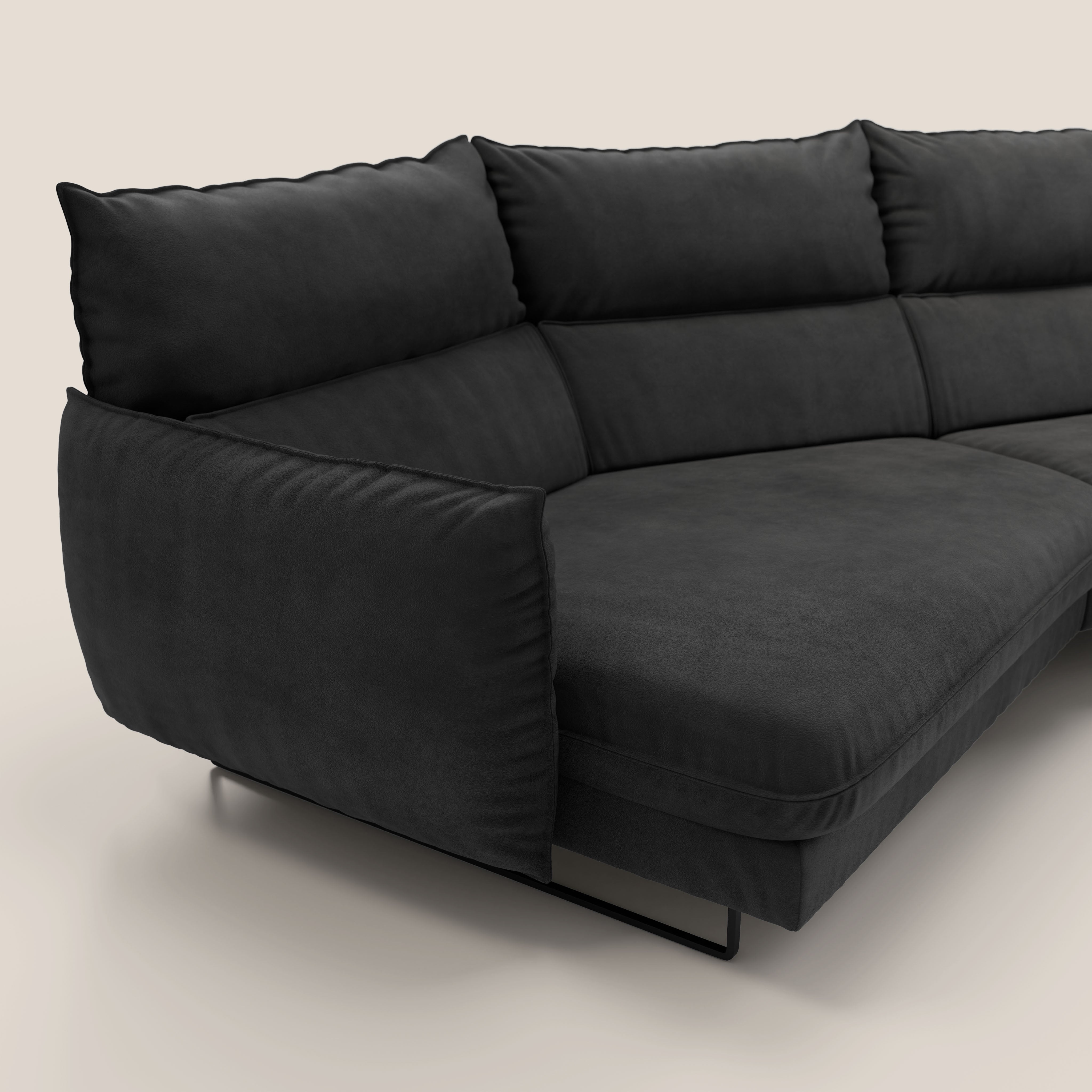 Monamour divano moderno angolare con opzione relax elettrico in microfibra smacchiabile impermeabile T11 nero - divani.store