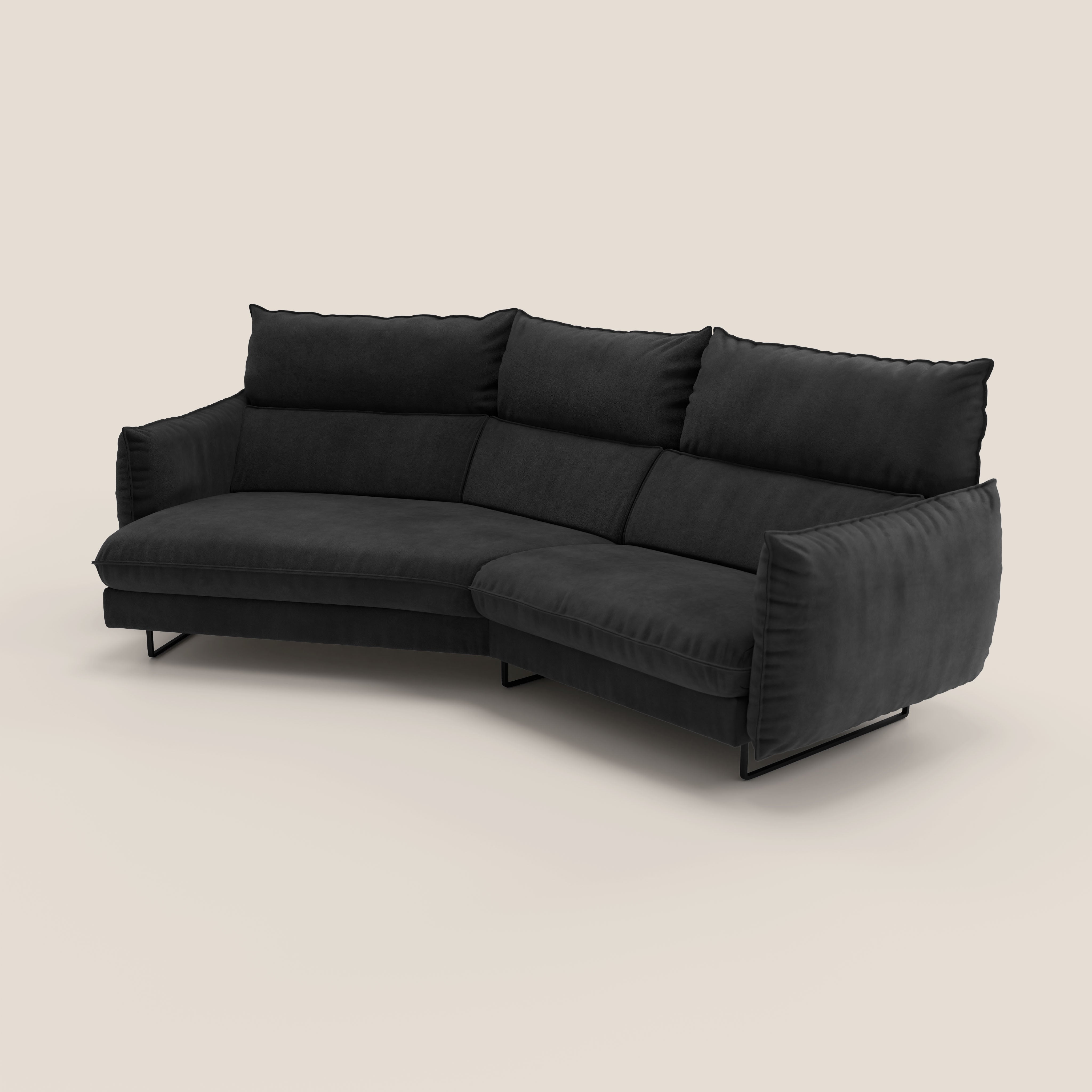 Monamour divano moderno angolare con opzione relax elettrico in microfibra smacchiabile impermeabile T11 nero - divani.store