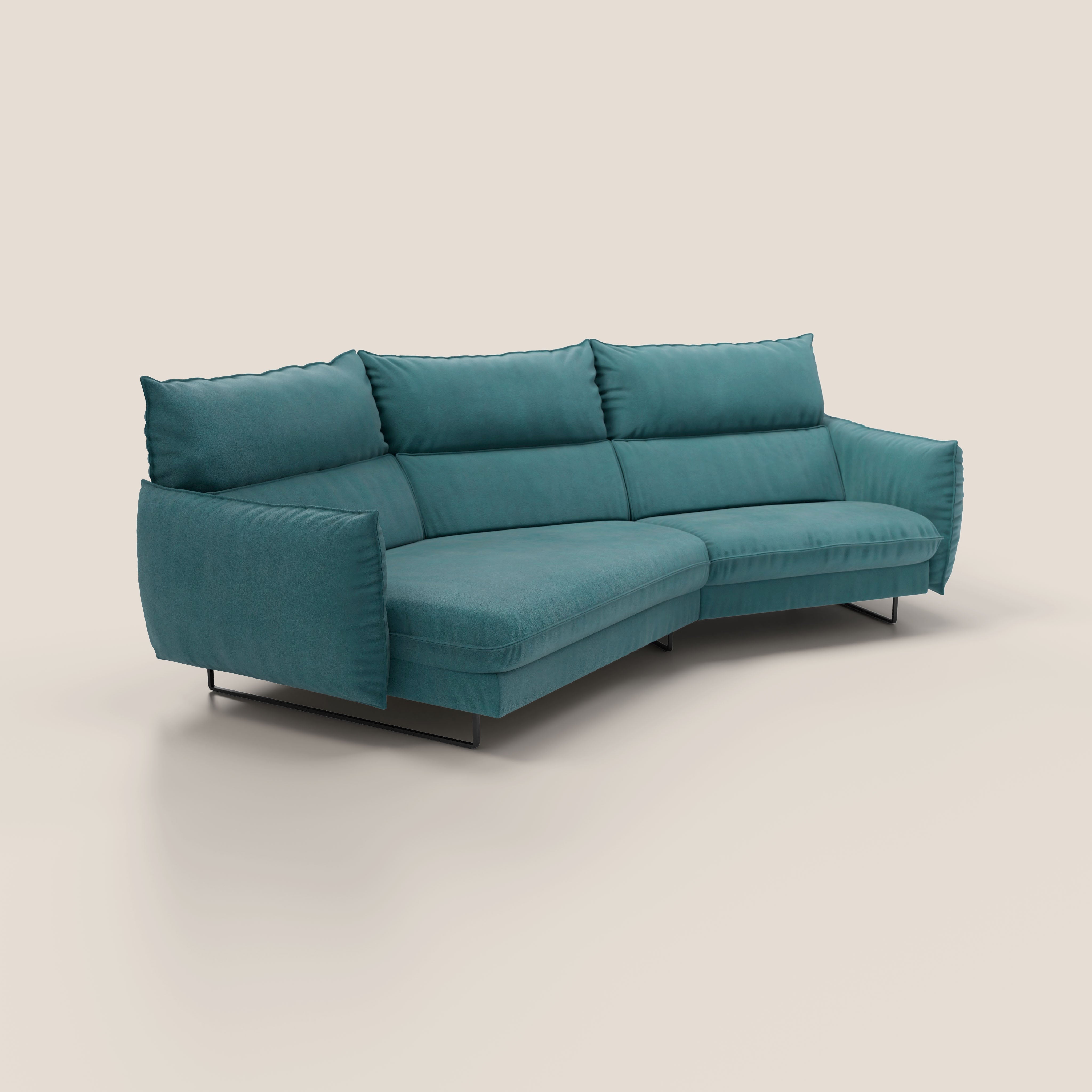 Monamour divano moderno angolare con opzione relax elettrico in microfibra smacchiabile impermeabile T11 petrolio - divani.store