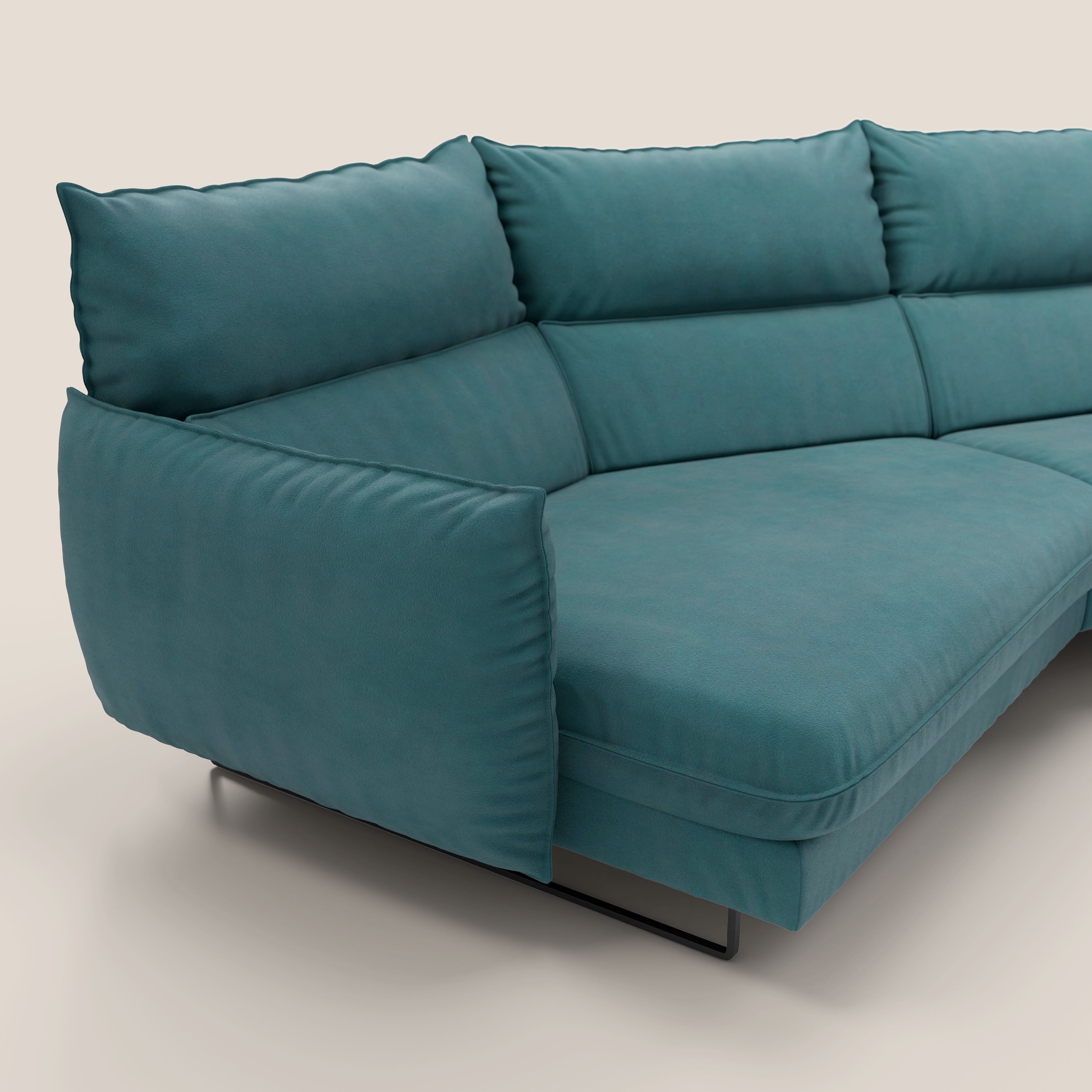 Monamour divano moderno angolare con opzione relax elettrico in microfibra smacchiabile impermeabile T11 petrolio - divani.store