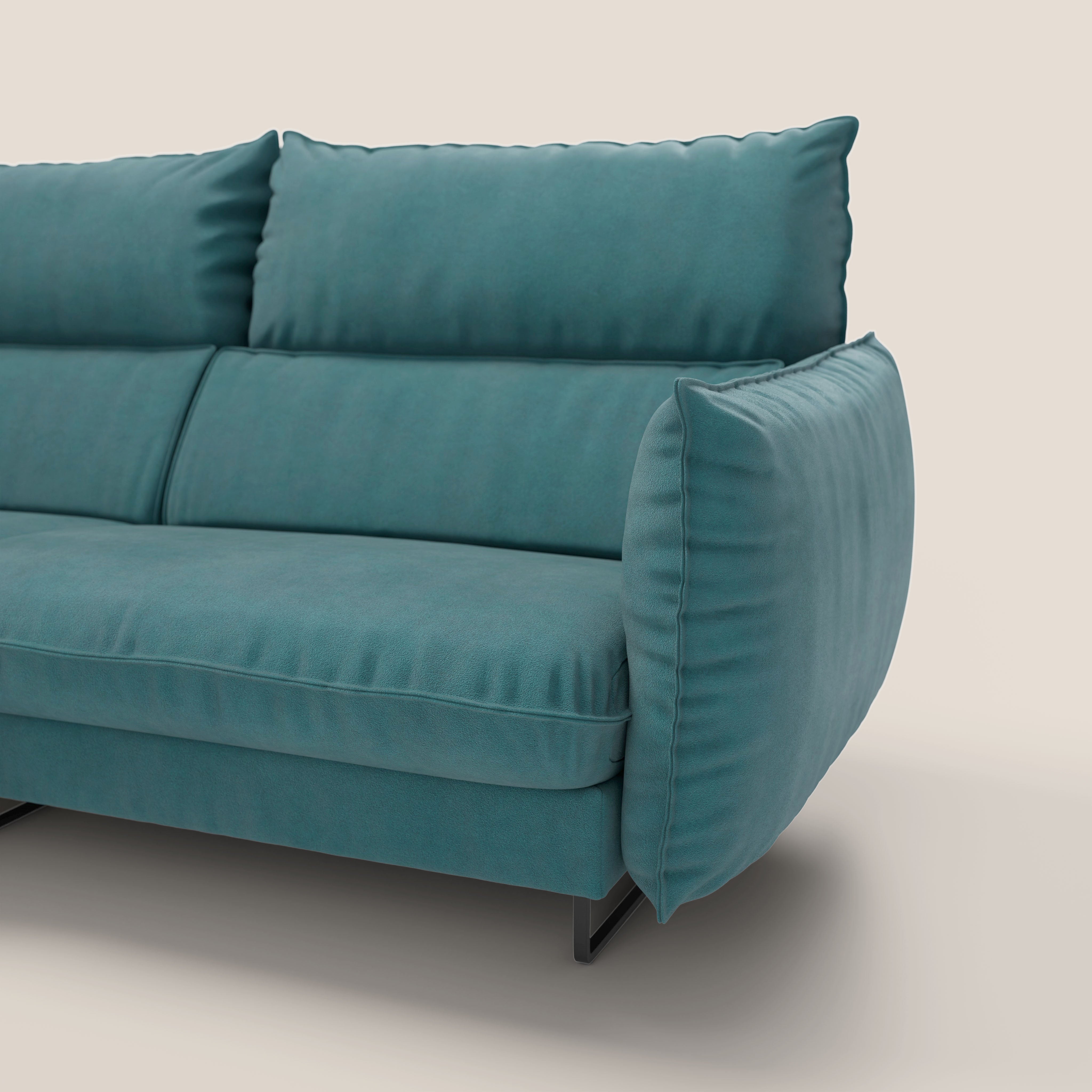 Monamour divano moderno angolare con opzione relax elettrico in microfibra smacchiabile impermeabile T11 petrolio - divani.store