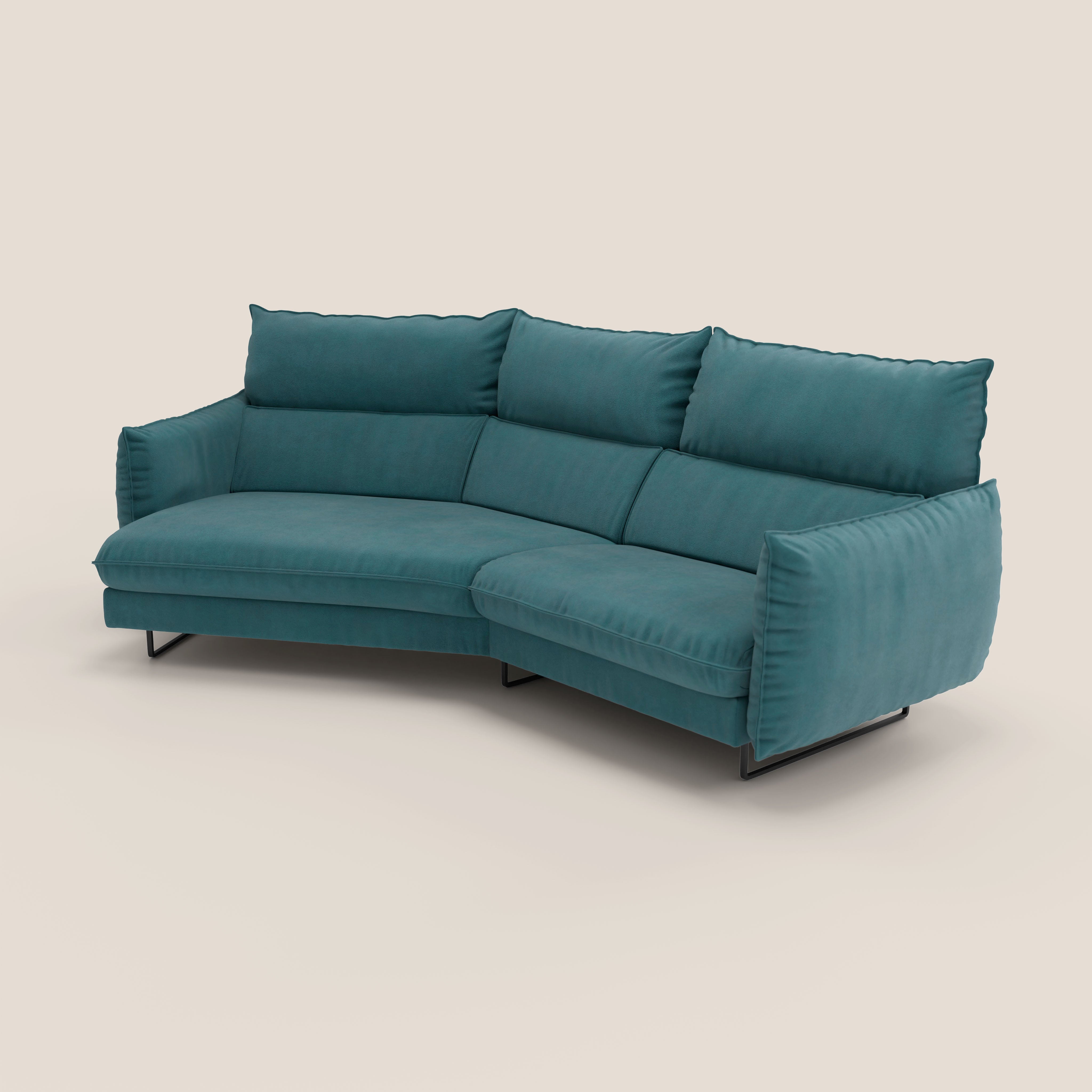 Monamour divano moderno angolare con opzione relax elettrico in microfibra smacchiabile impermeabile T11 petrolio - divani.store