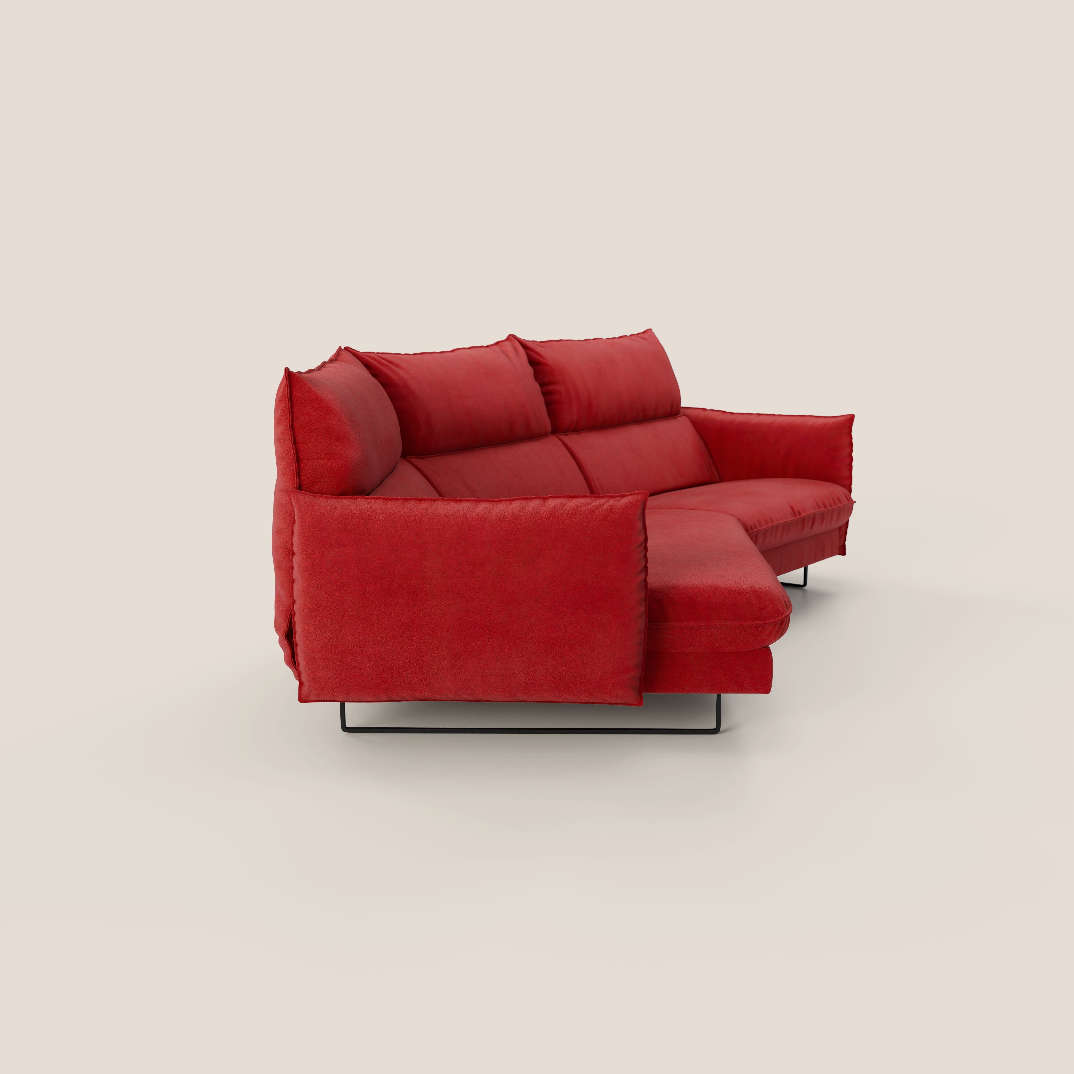 Monamour divano moderno angolare con opzione relax elettrico in microfibra smacchiabile impermeabile T11 rosso - divani.store