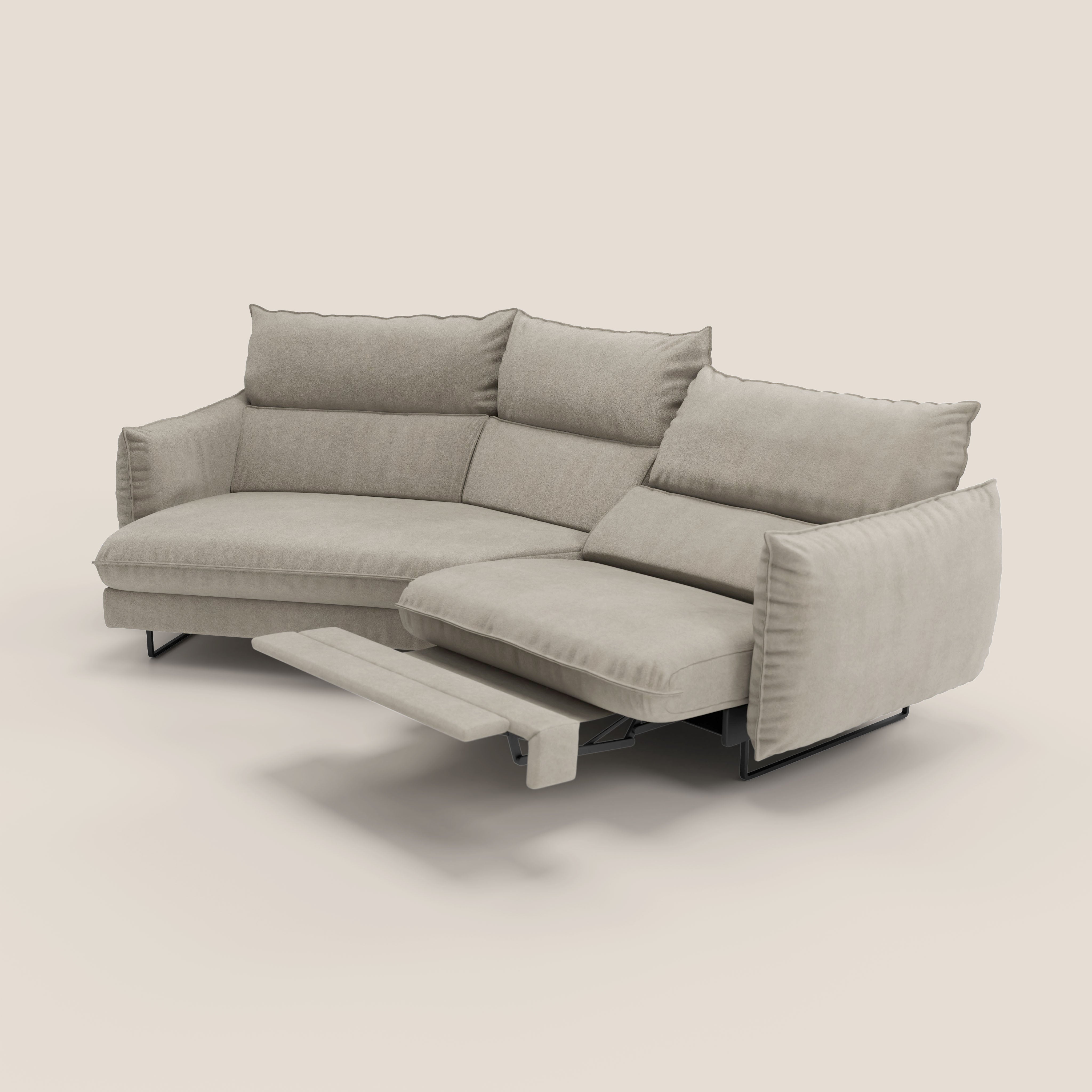 Monamour divano moderno angolare con opzione relax elettrico in microfibra smacchiabile impermeabile T11 tortora - divani.store