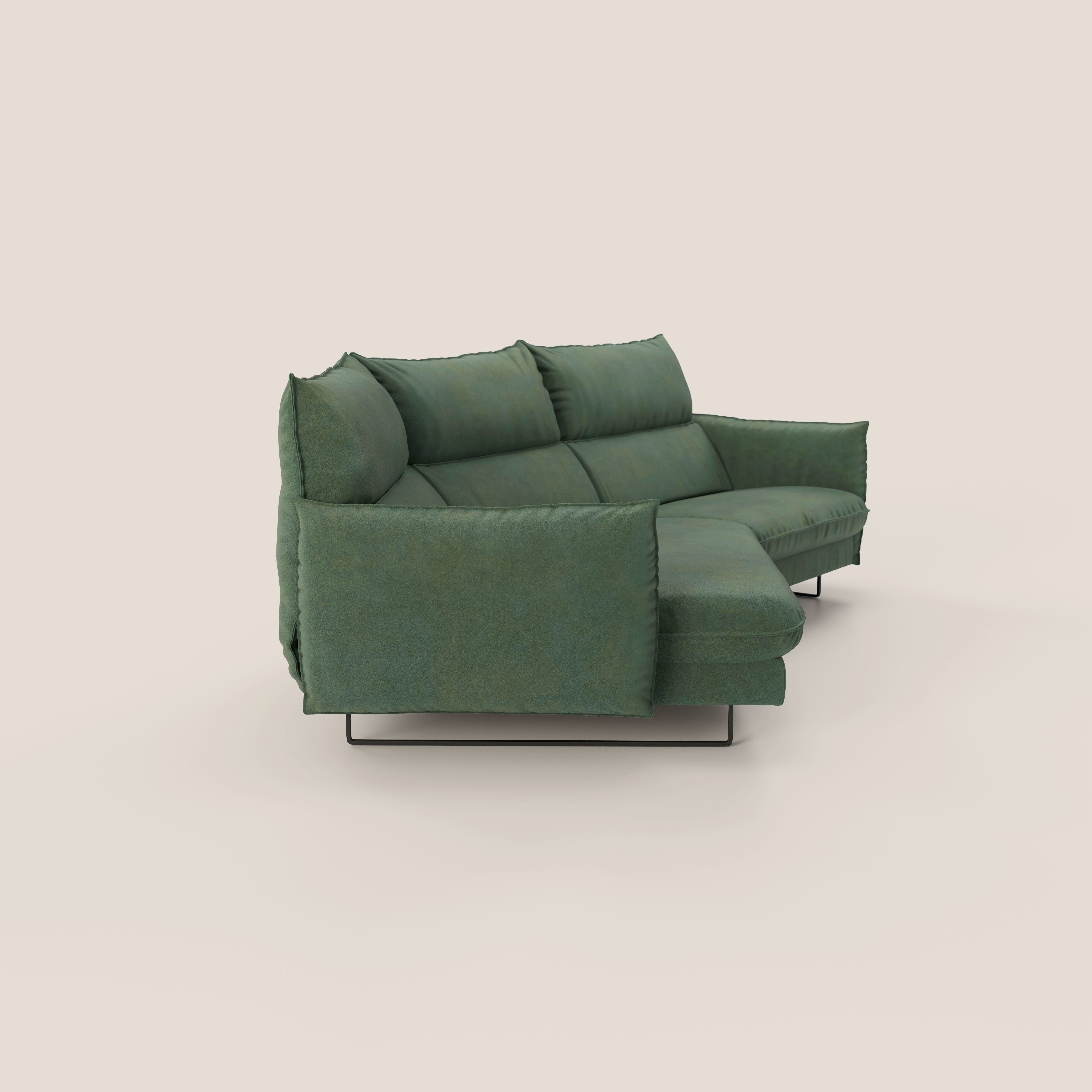 Monamour divano moderno angolare con opzione relax elettrico in microfibra smacchiabile impermeabile T11 verde - divani.store