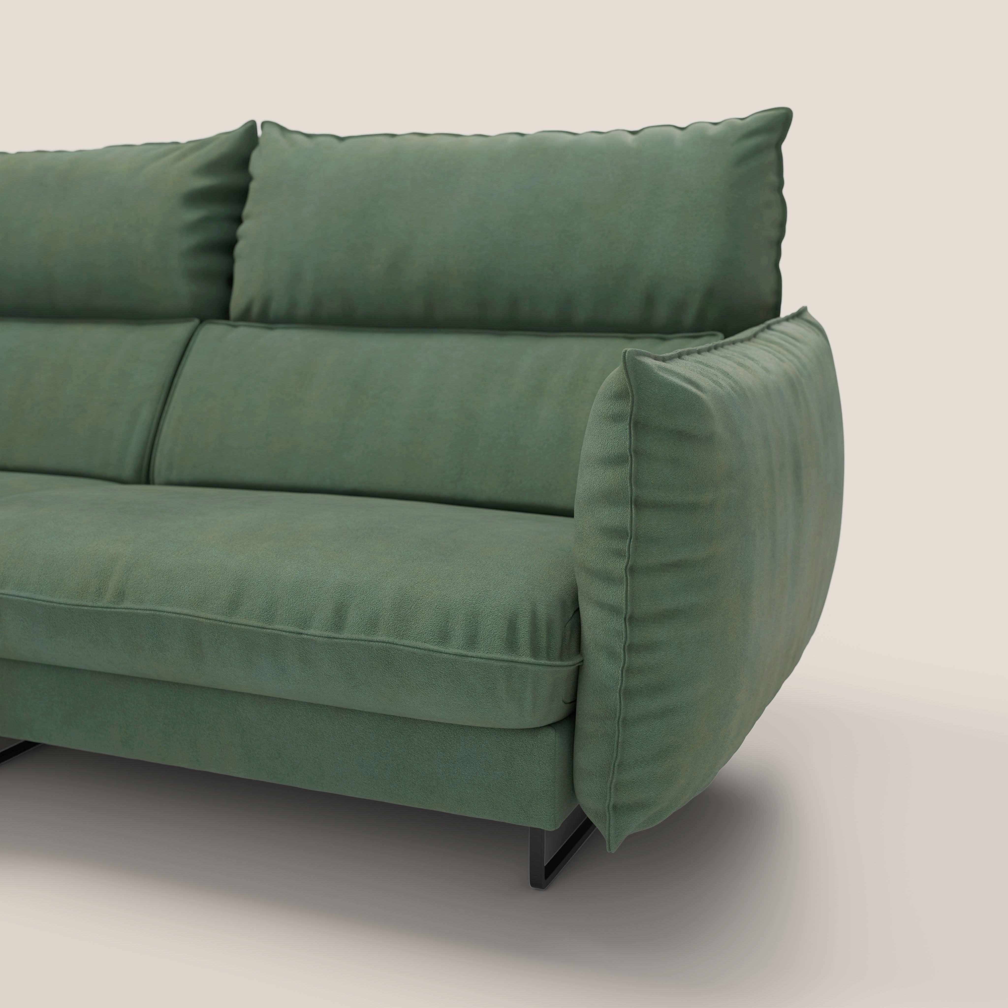 Monamour divano moderno angolare con opzione relax elettrico in microfibra smacchiabile impermeabile T11 verde - divani.store